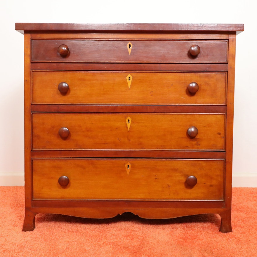 Federal Style Bench-Made Cherrywood-Finish Chest of Drawers