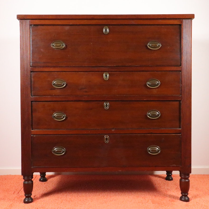 Late Federal Cherrywood Four-Drawer Chest, Second Quarter 19th Century