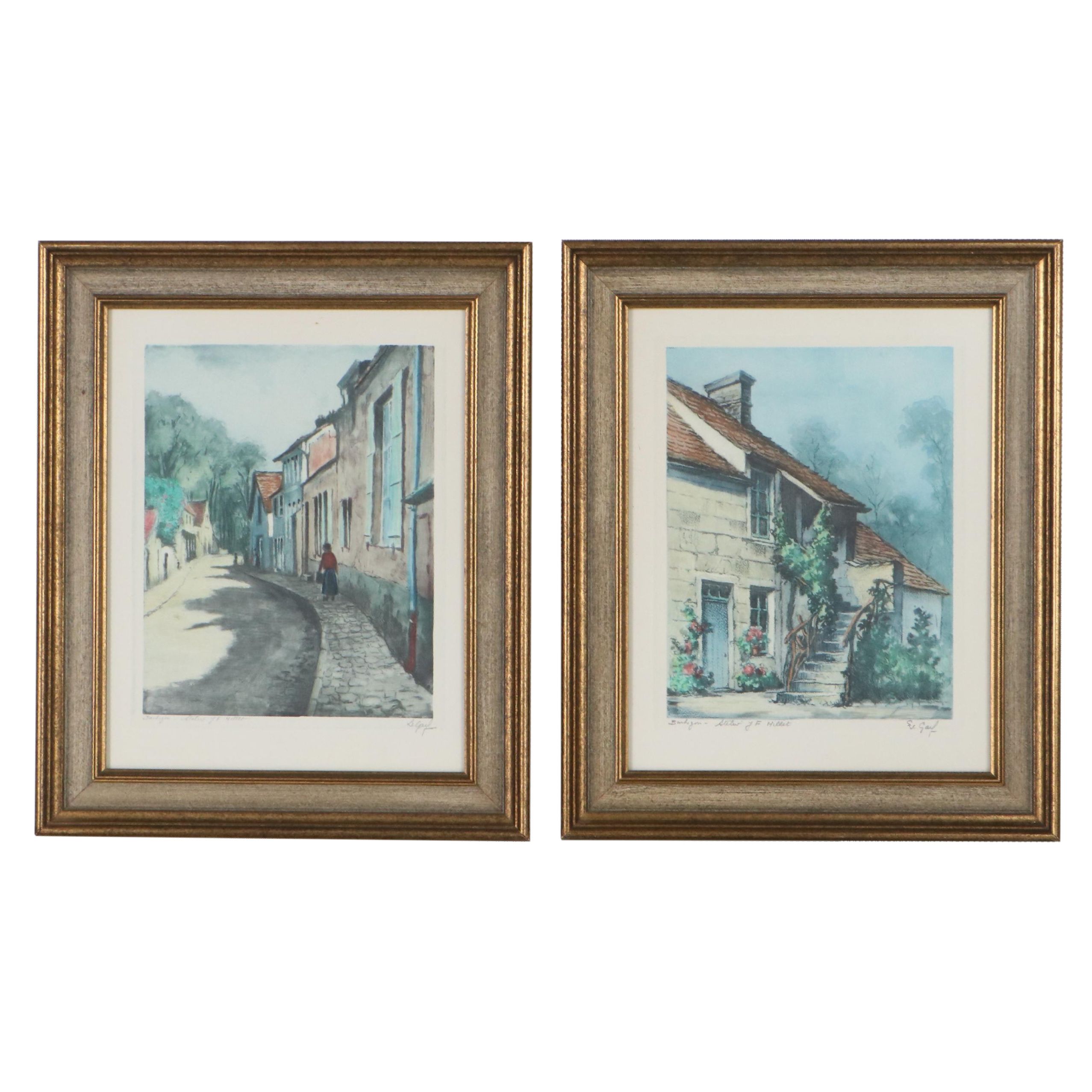 Le Garf Hand-Colored Etchings "Barbizon - Atelier J.F. Millet"