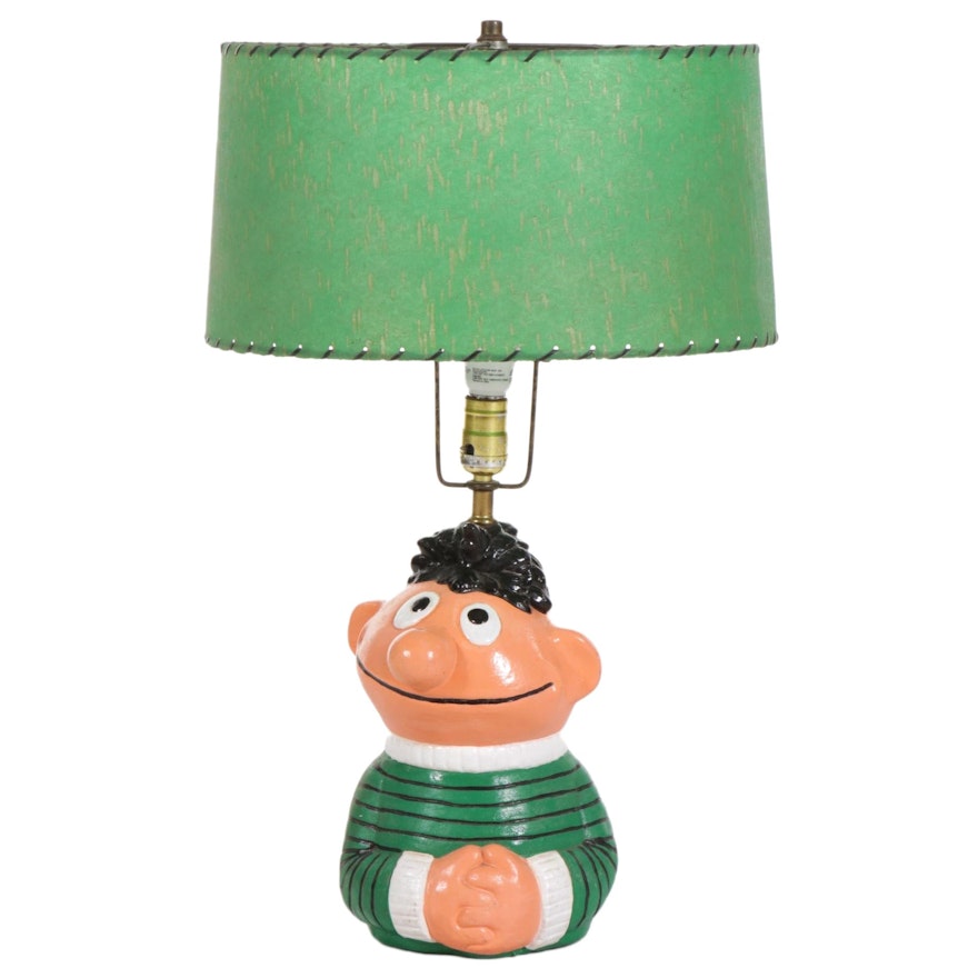 Mid Century Modern Chalkware "Ernie" Figural Lamp,