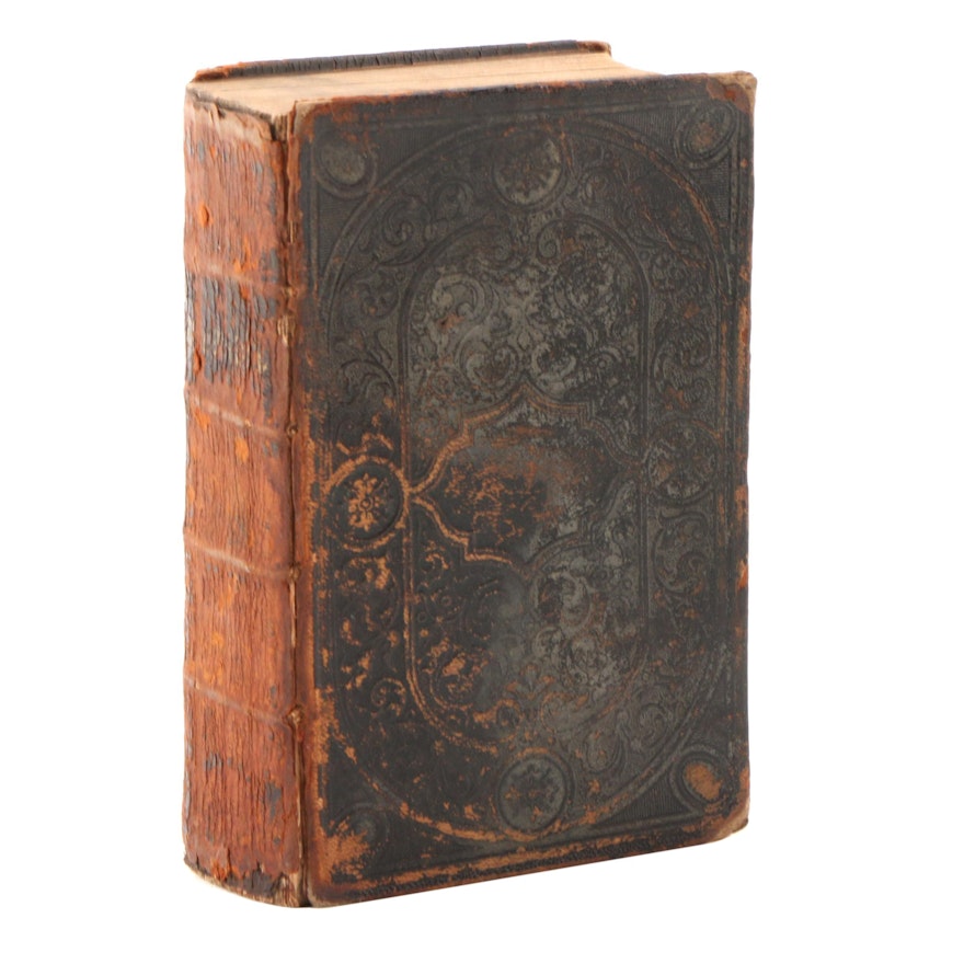 German Language Embossed Leather Holy Bible, 1867