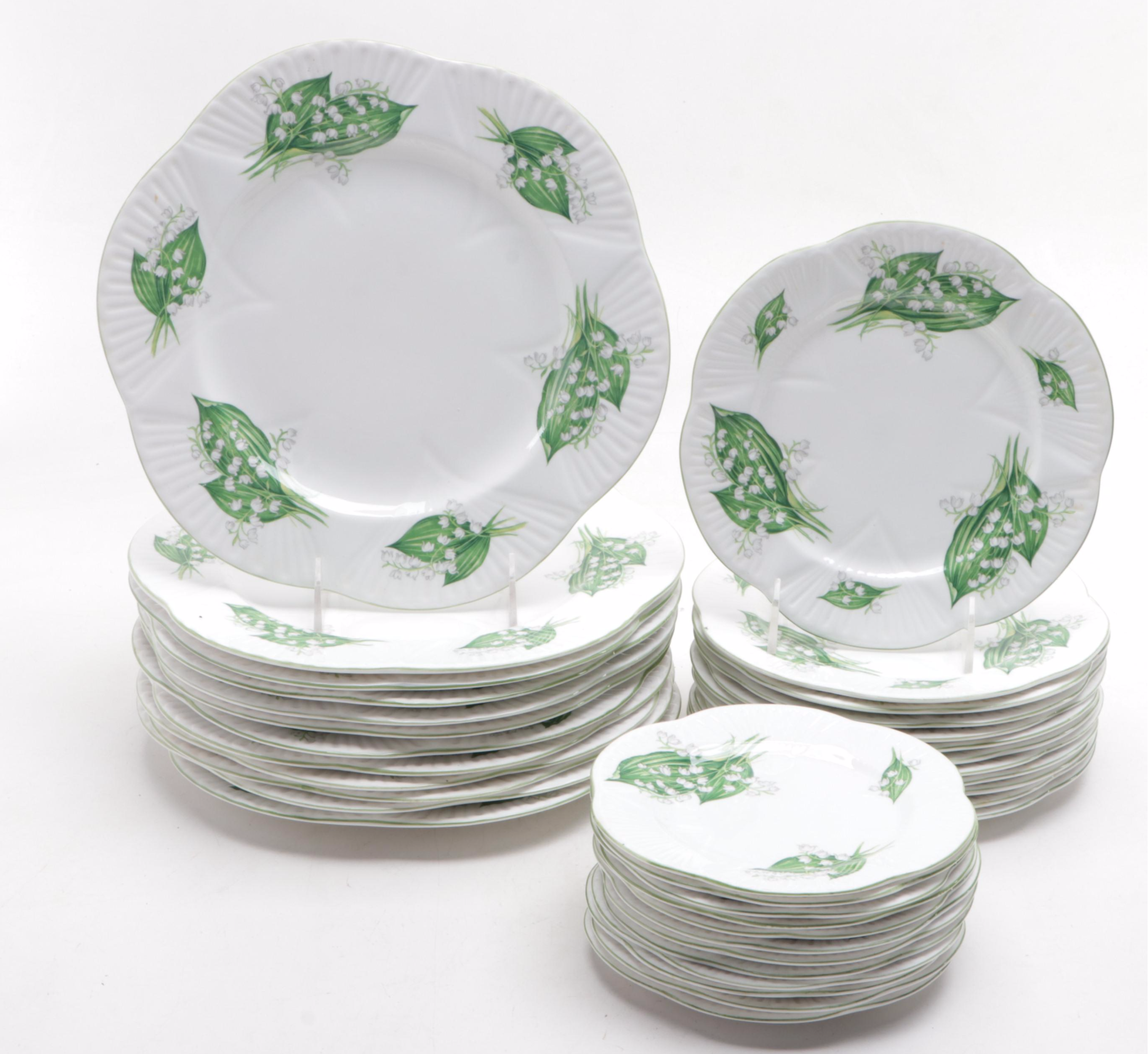 Shelley "Lily of the Valley" Bone China Dinnerware, Mid-20th Century