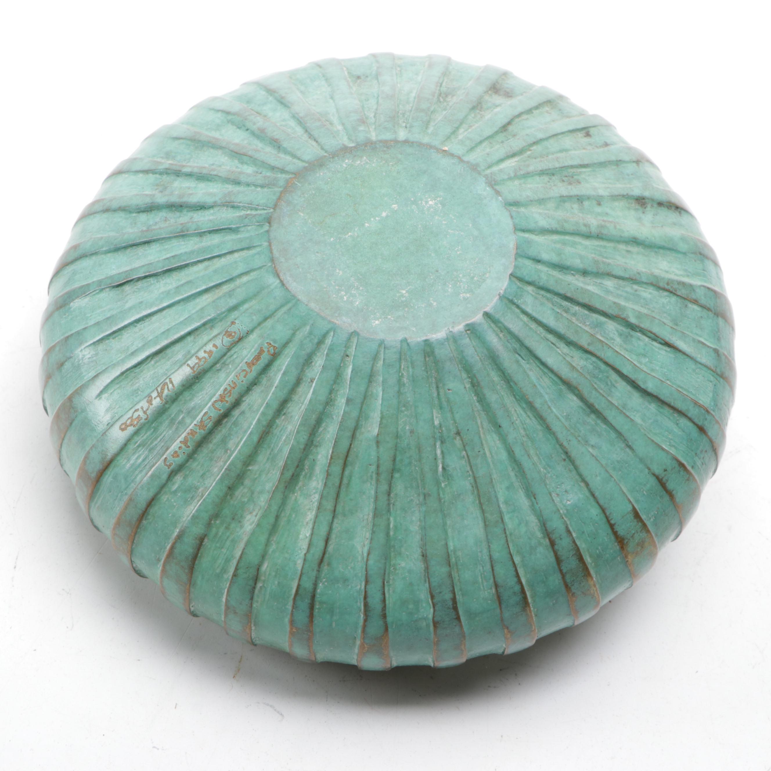 Pozycinski Studios Ltd. Ed. Verdigris Patinated Cast Bronze Bowl with Frog, 1999