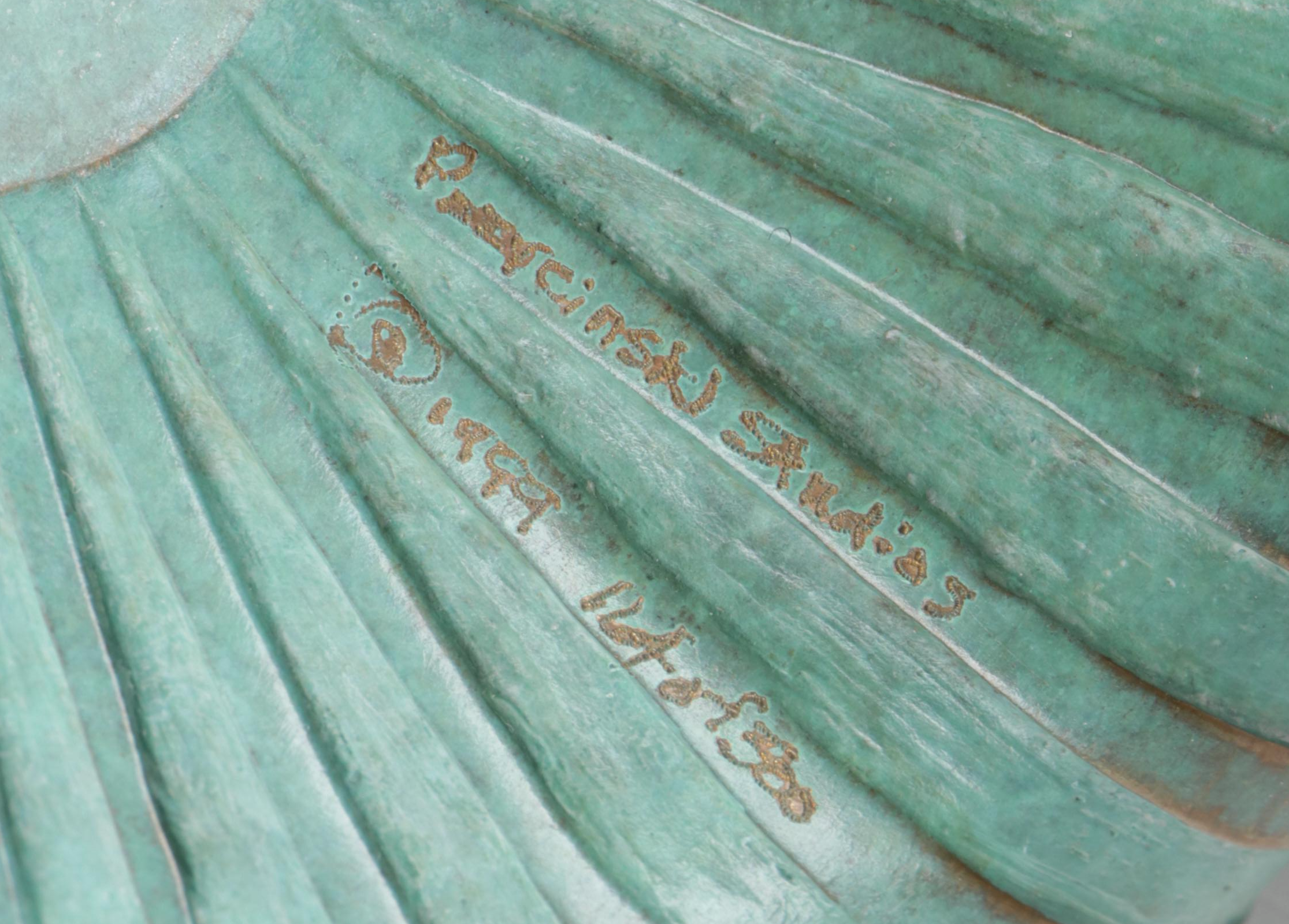 Pozycinski Studios Ltd. Ed. Verdigris Patinated Cast Bronze Bowl with Frog, 1999