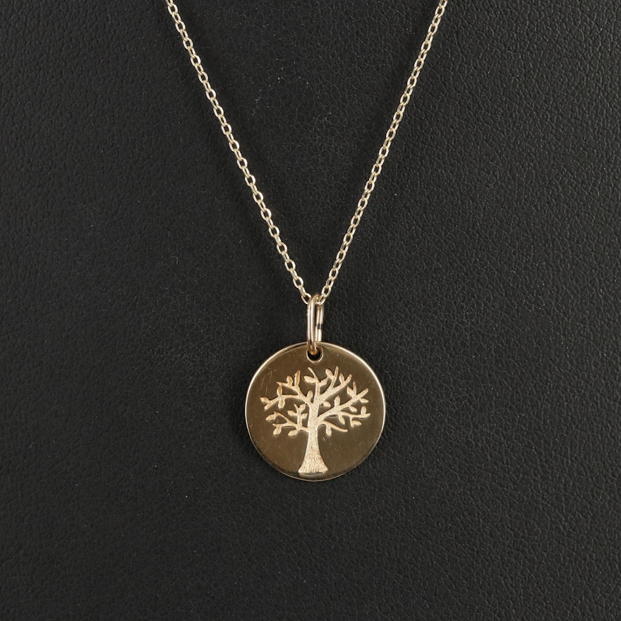 14K Family Tree Pendant Necklace