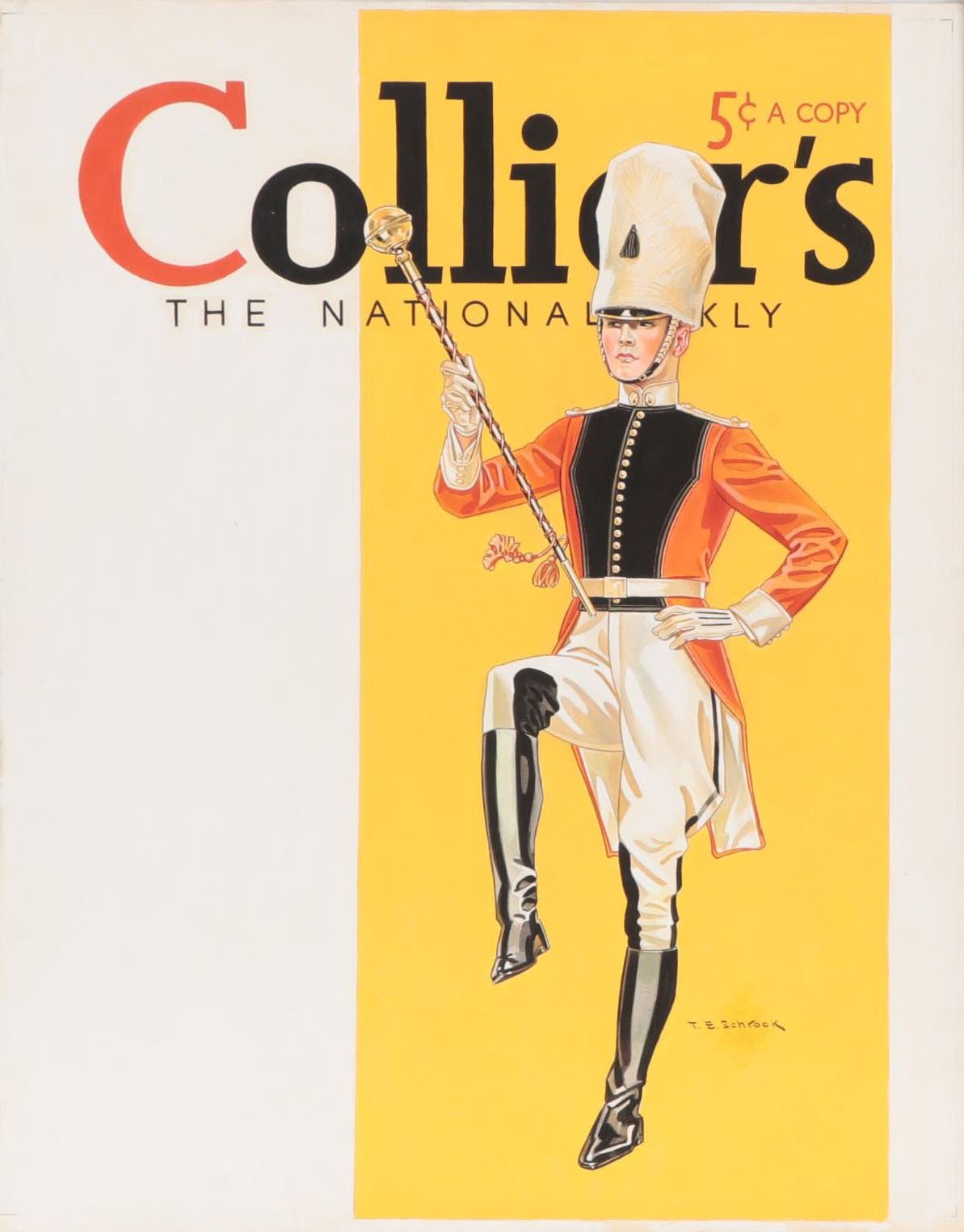 Ted E. Schrock Figurative Gouache Illustrations of Men in Uniform, Circa 1940