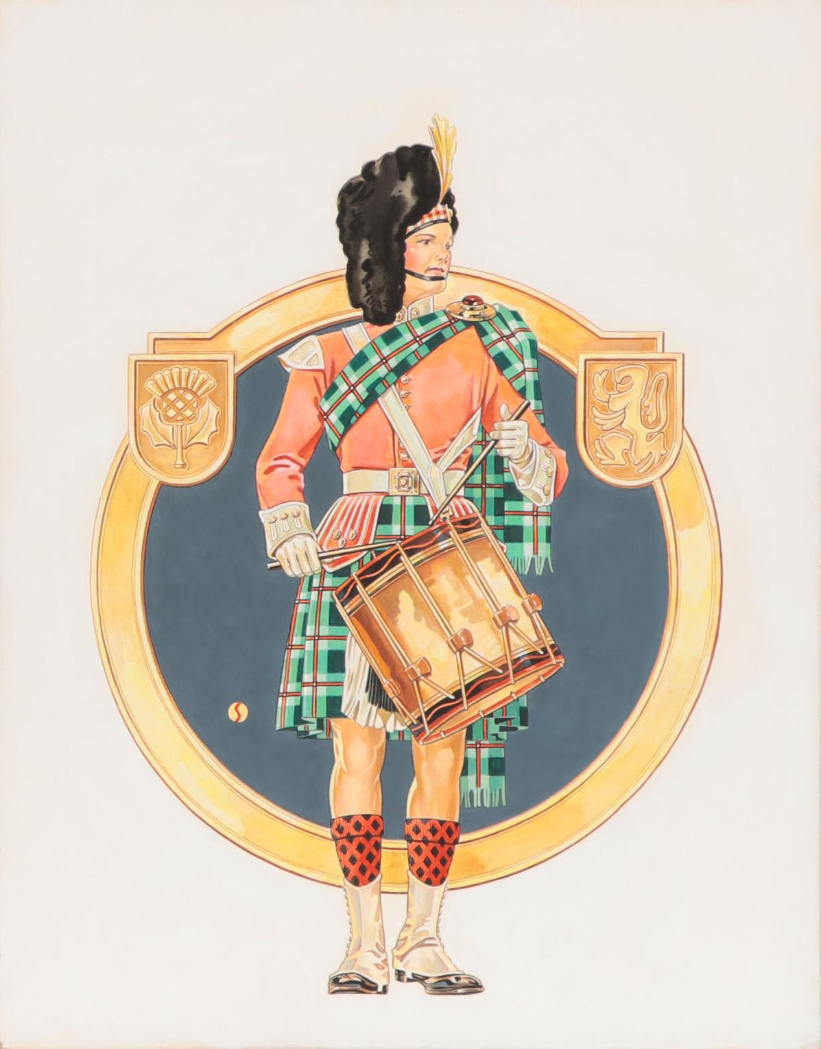 Ted E. Schrock Figurative Gouache Illustrations of Men in Uniform, Circa 1940