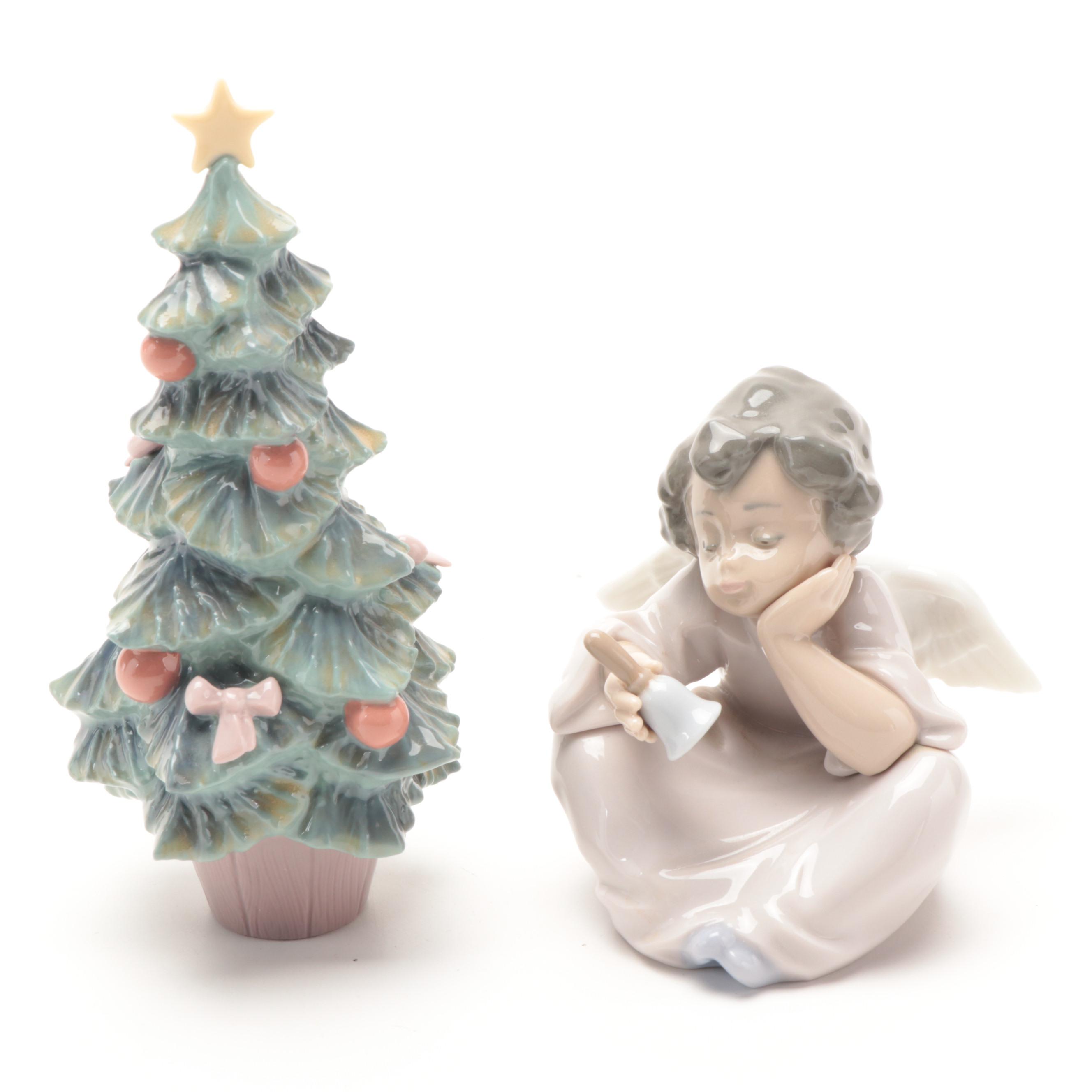 Lladró "Heavenly Chimes", "Christmas Tree" and "Baby Jesus" Porcelain Figurines