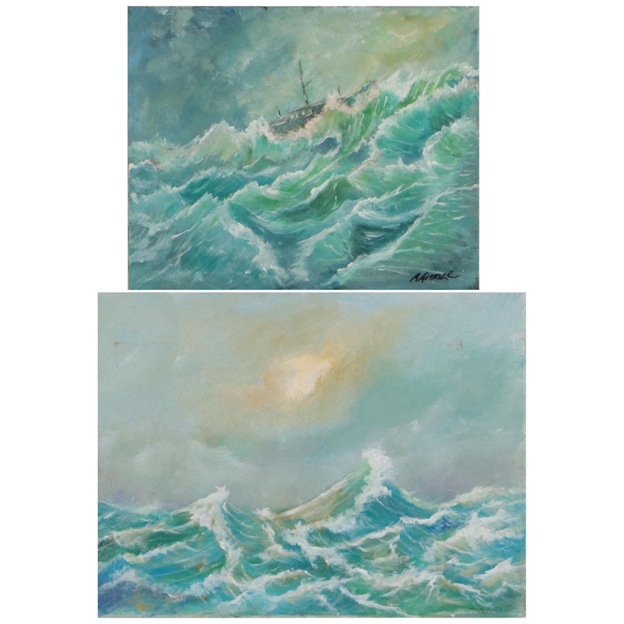 Robert Riddle-Baker Seascape Acrylic Paintings, 2019