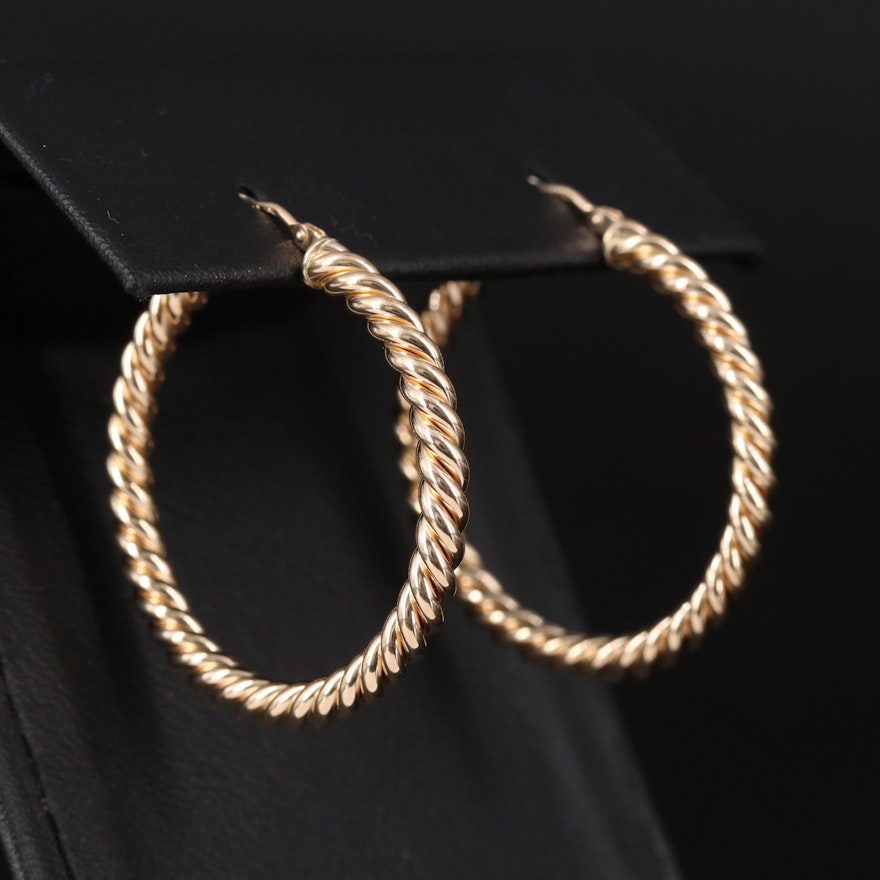 Italian 14K Twisted Cable Hoop Earrings