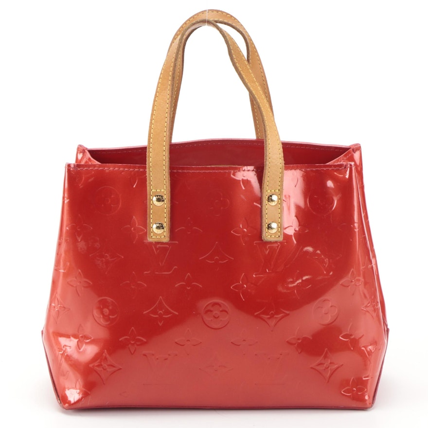 Louis Vuitton Reade PM Handbag in Red Monogram Vernis and Vachetta Leather