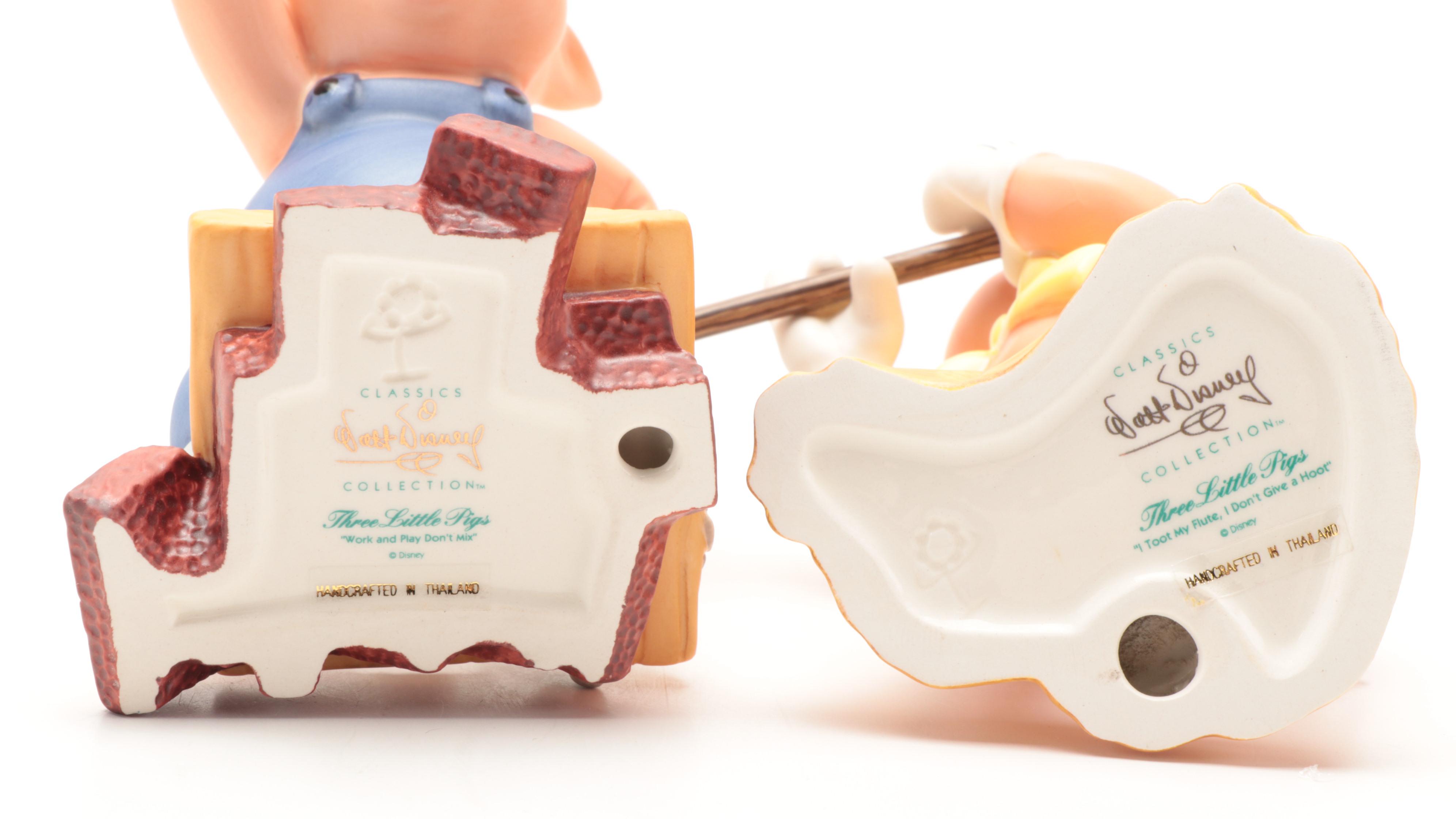 Walt Disney Classics Collection "Three Little Pigs" Porcelain Figurines