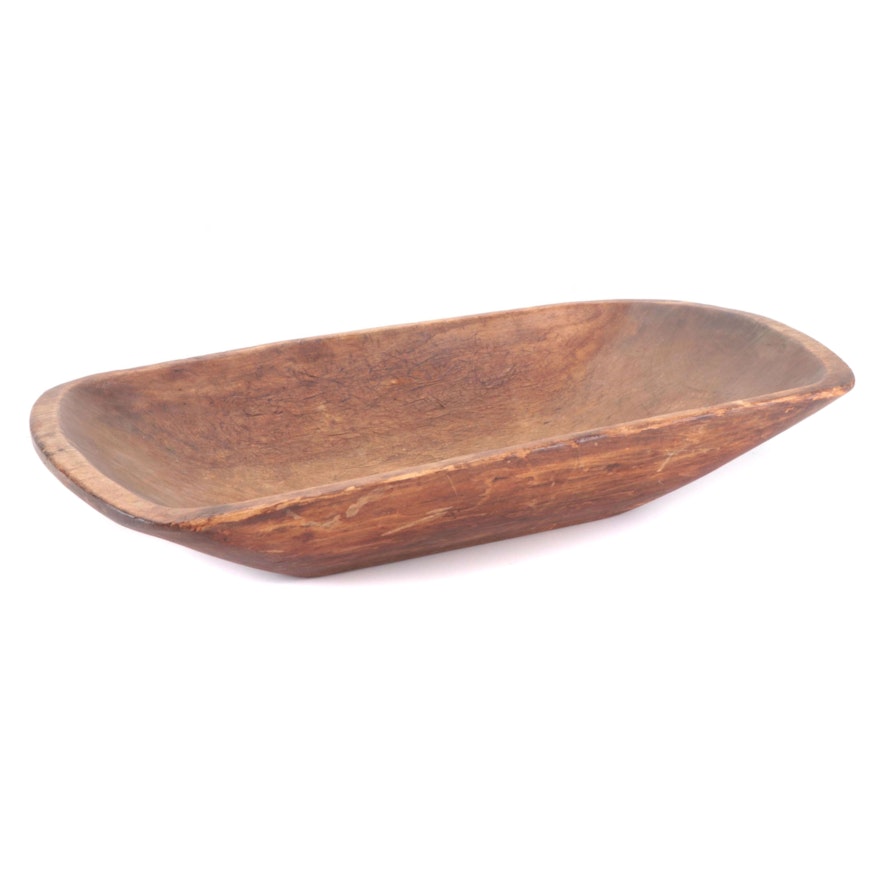 Primitive Wooden Trencher Dough Bowl, 19th Century