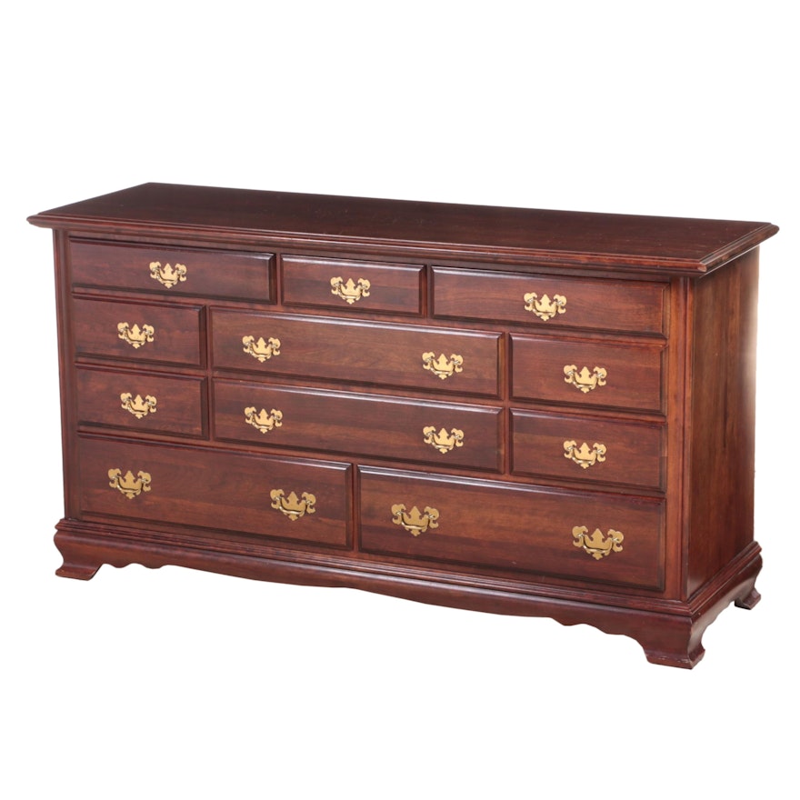 Chippendale Style Cherrywood Eleven-Drawer Chest, dated 1995