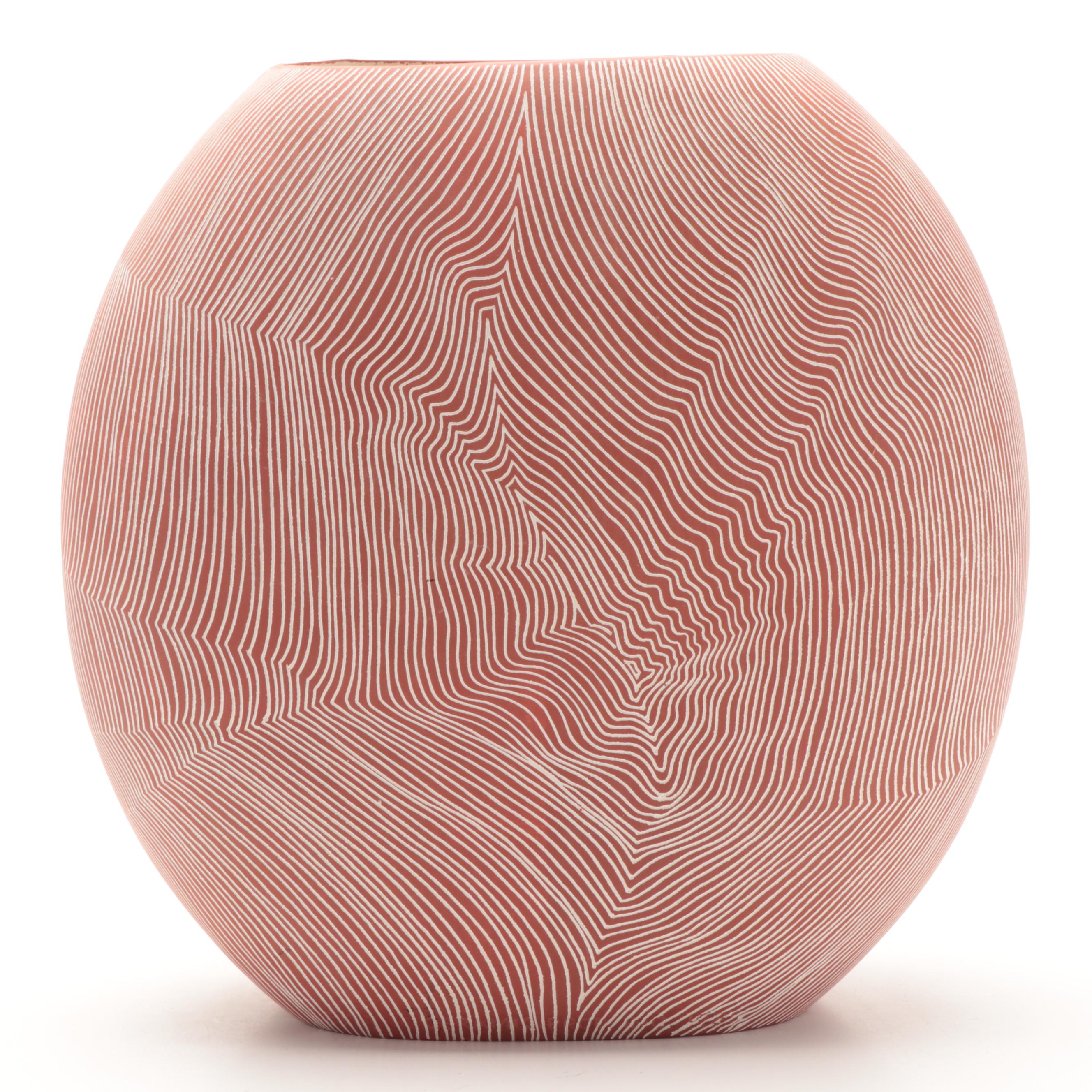 Richard Martinez Acoma Pueblo Sgrafitto Pottery Horse Kachina Dolls Vase