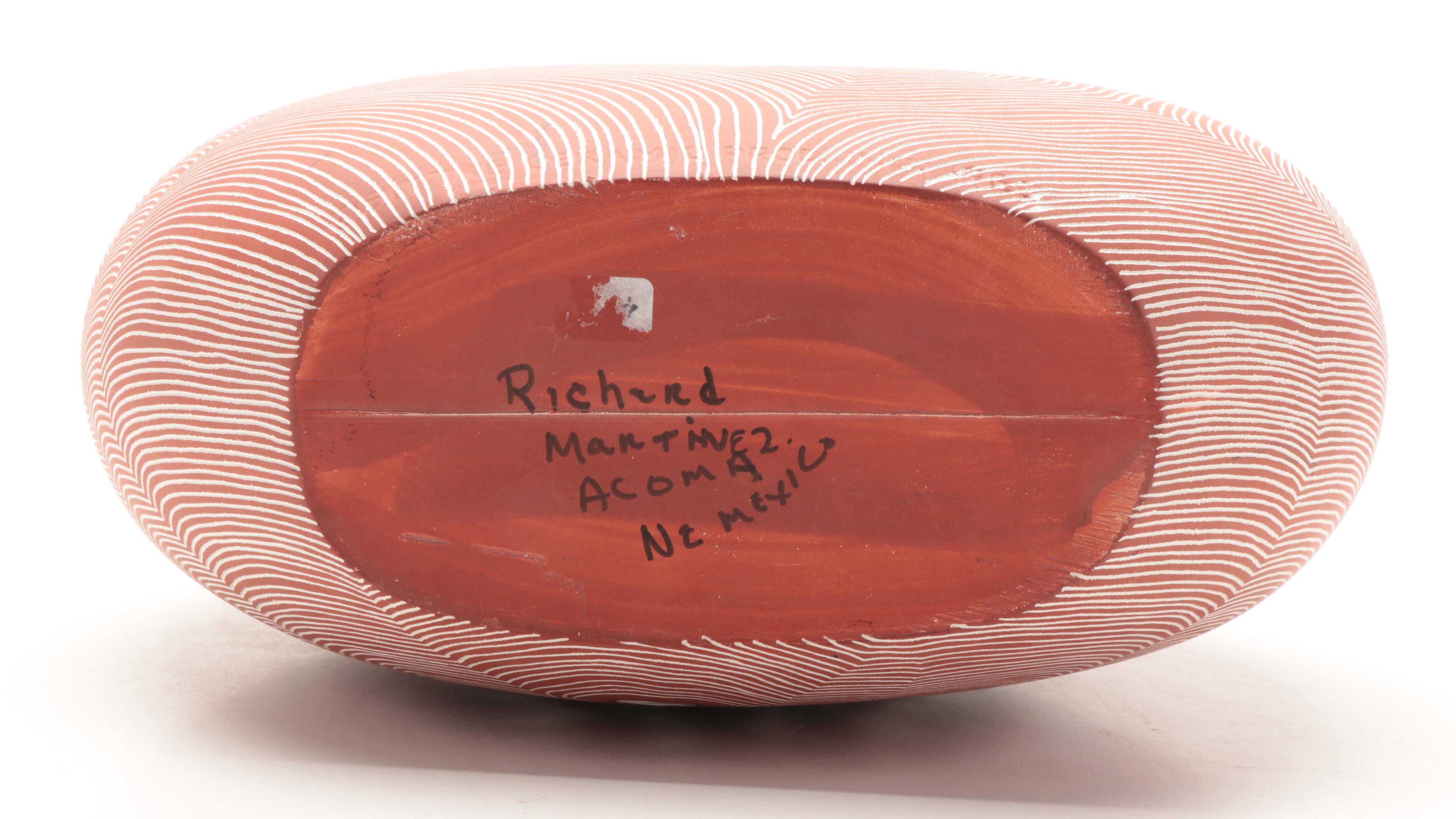 Richard Martinez Acoma Pueblo Sgrafitto Pottery Horse Kachina Dolls Vase