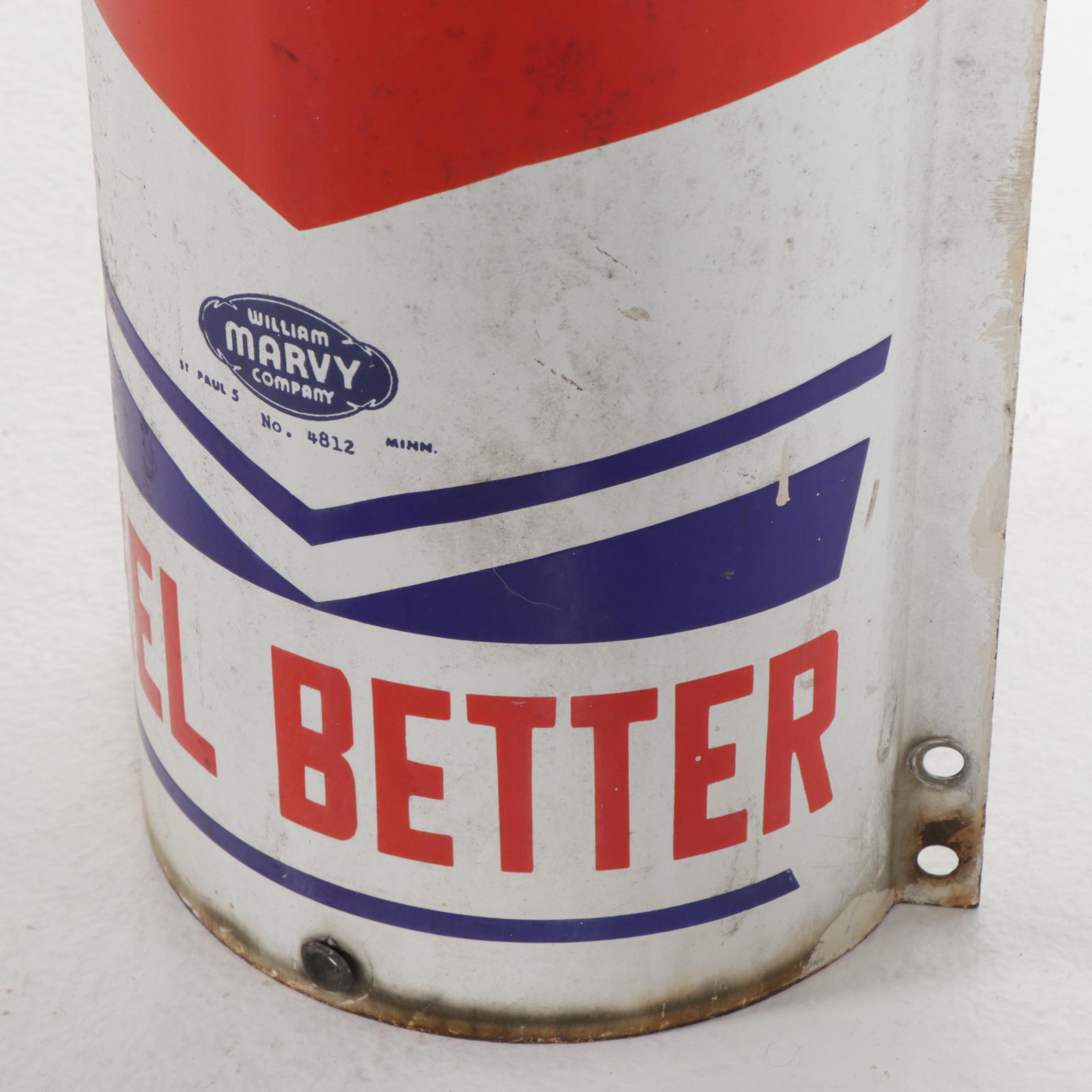 William Marvy Co. Porcelain on Metal Barber Pole Sign, Mid-20th Century