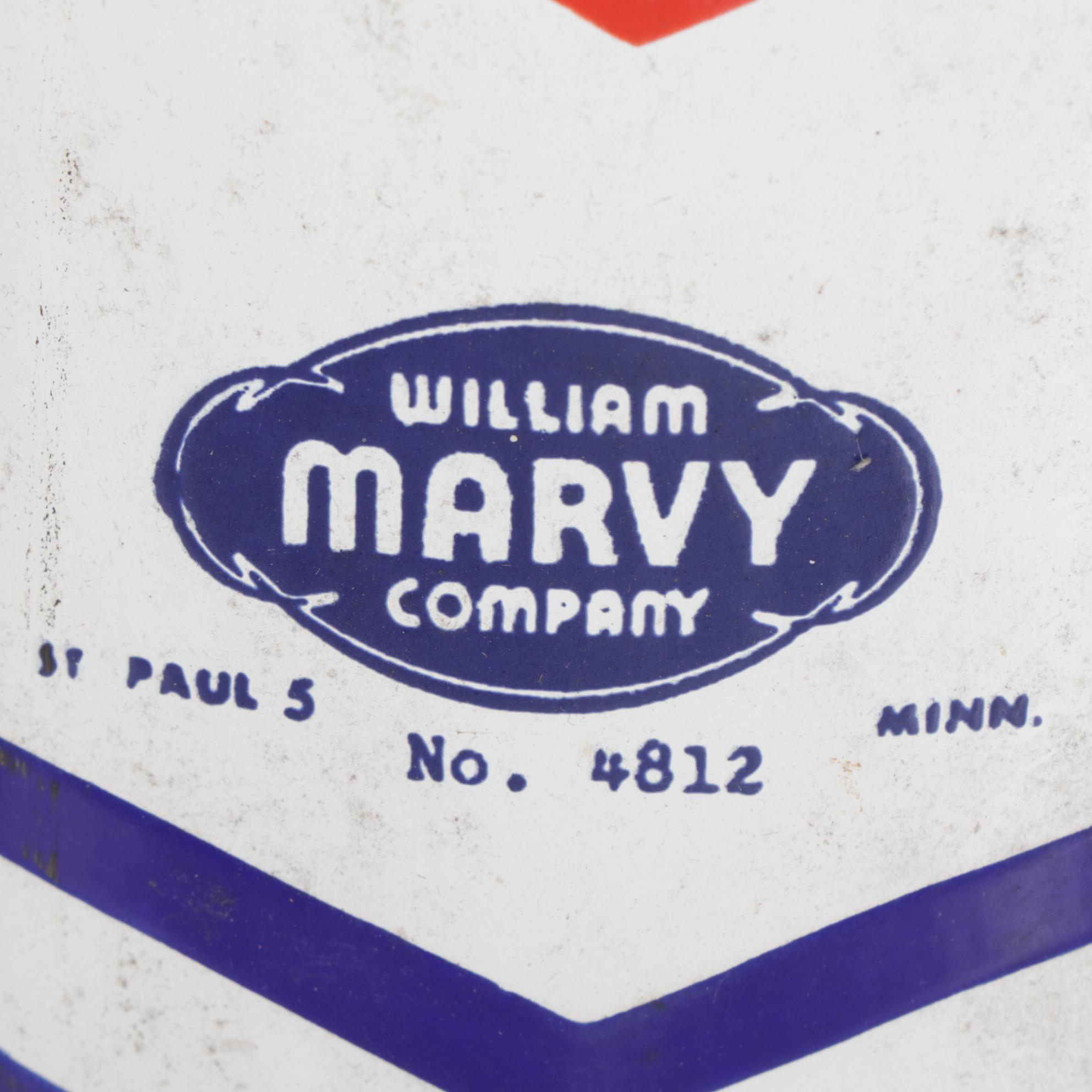 William Marvy Co. Porcelain on Metal Barber Pole Sign, Mid-20th Century
