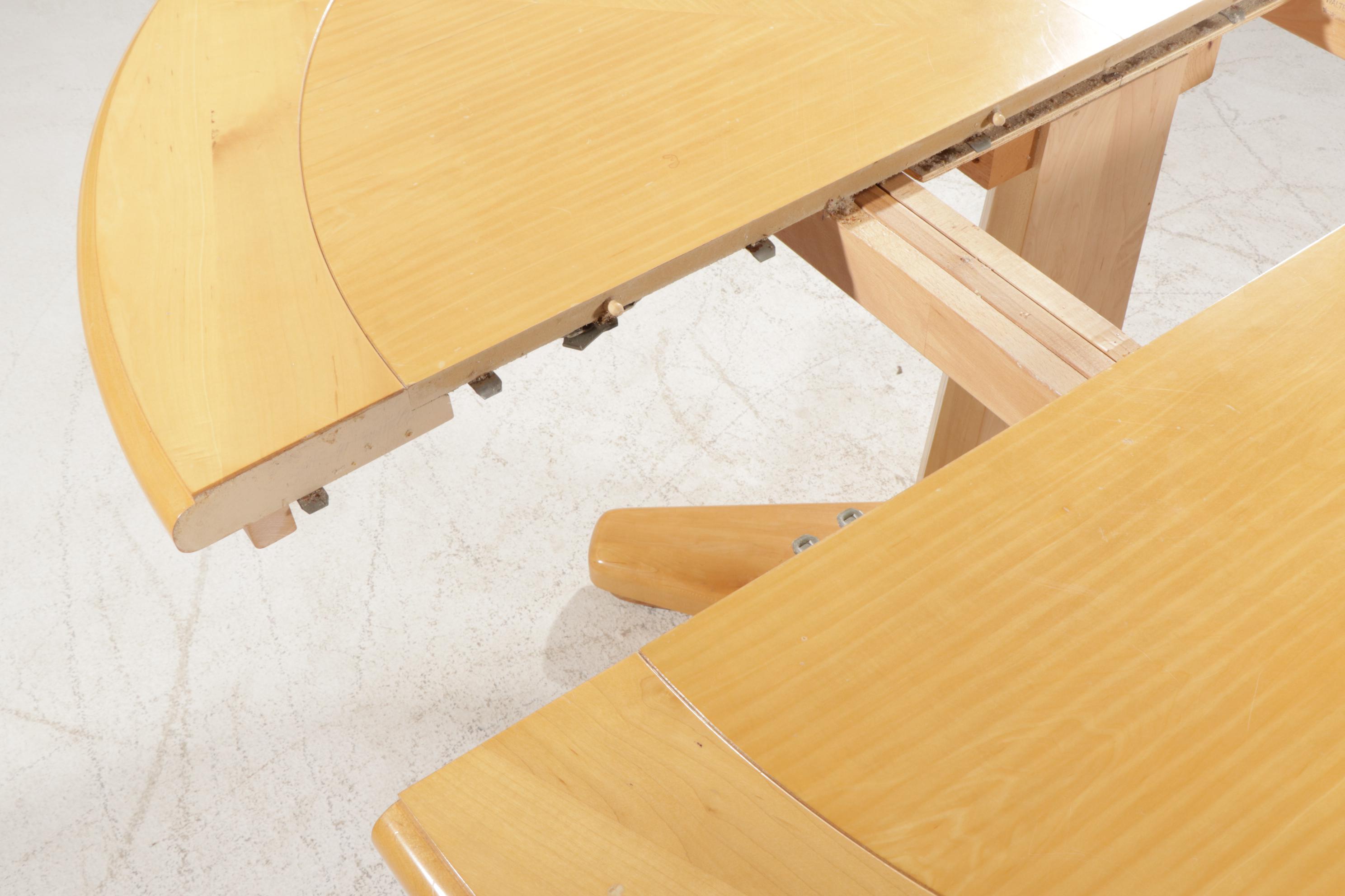 Maple Split-Pedestal Dining Table and Eight Caned Tub Chairs on Casters
