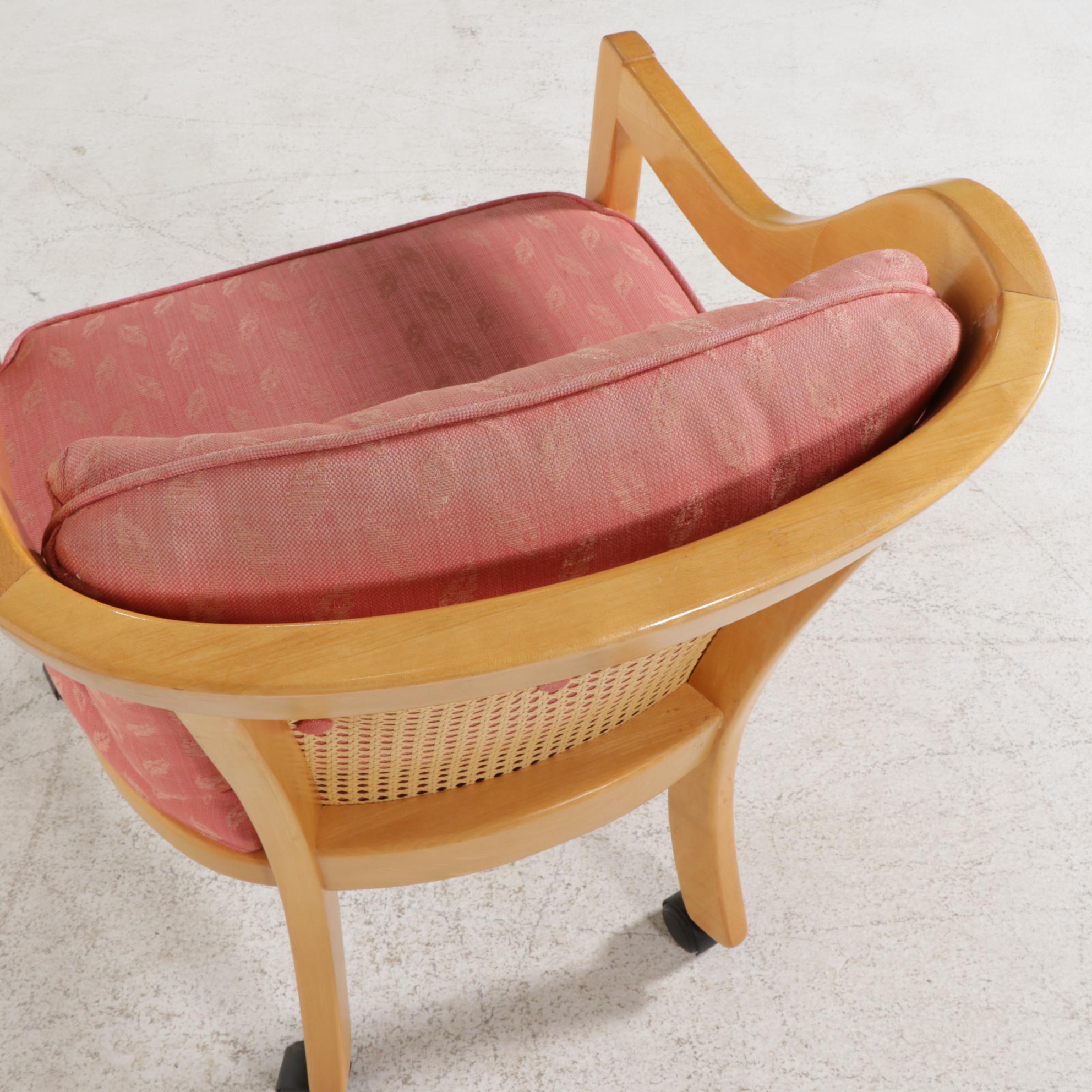 Maple Split-Pedestal Dining Table and Eight Caned Tub Chairs on Casters