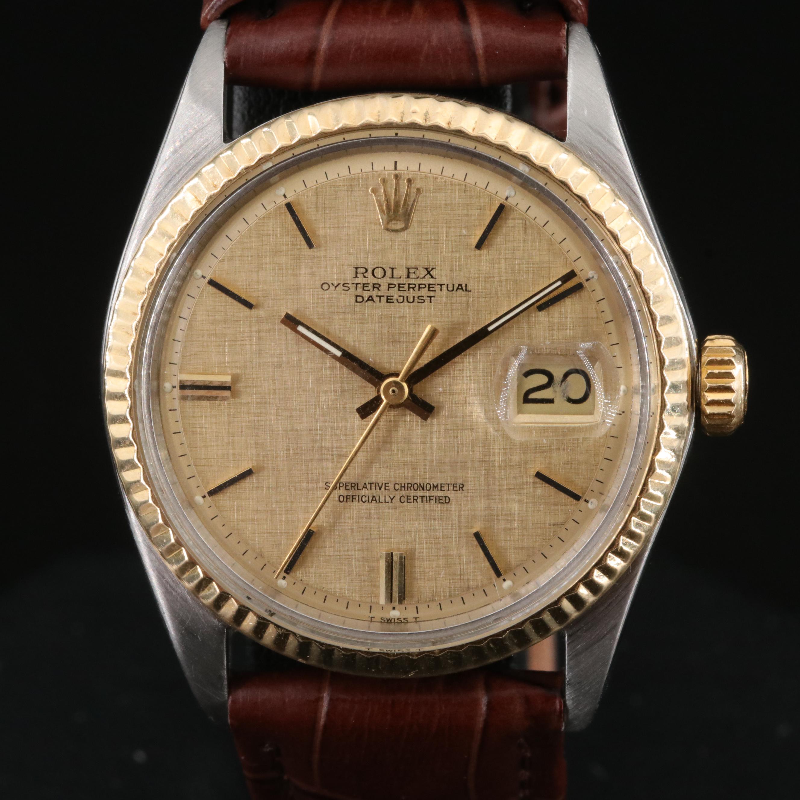 1971 Rolex Datejust "Pie Pan" Linen Dial Watch