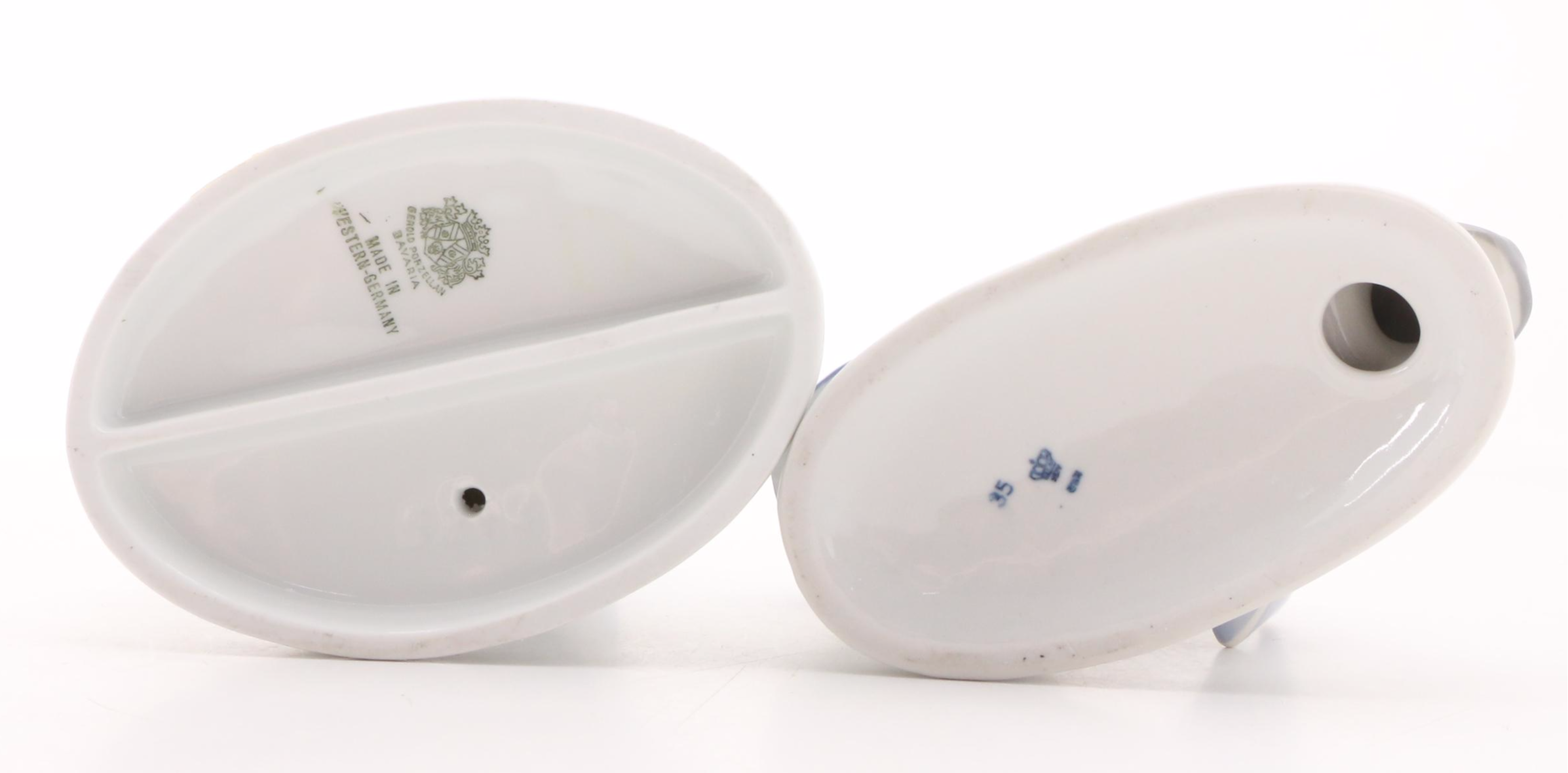 Gerold Porzellan Boy with Flute and Other Girl with Umbrella Porcelain Figurine