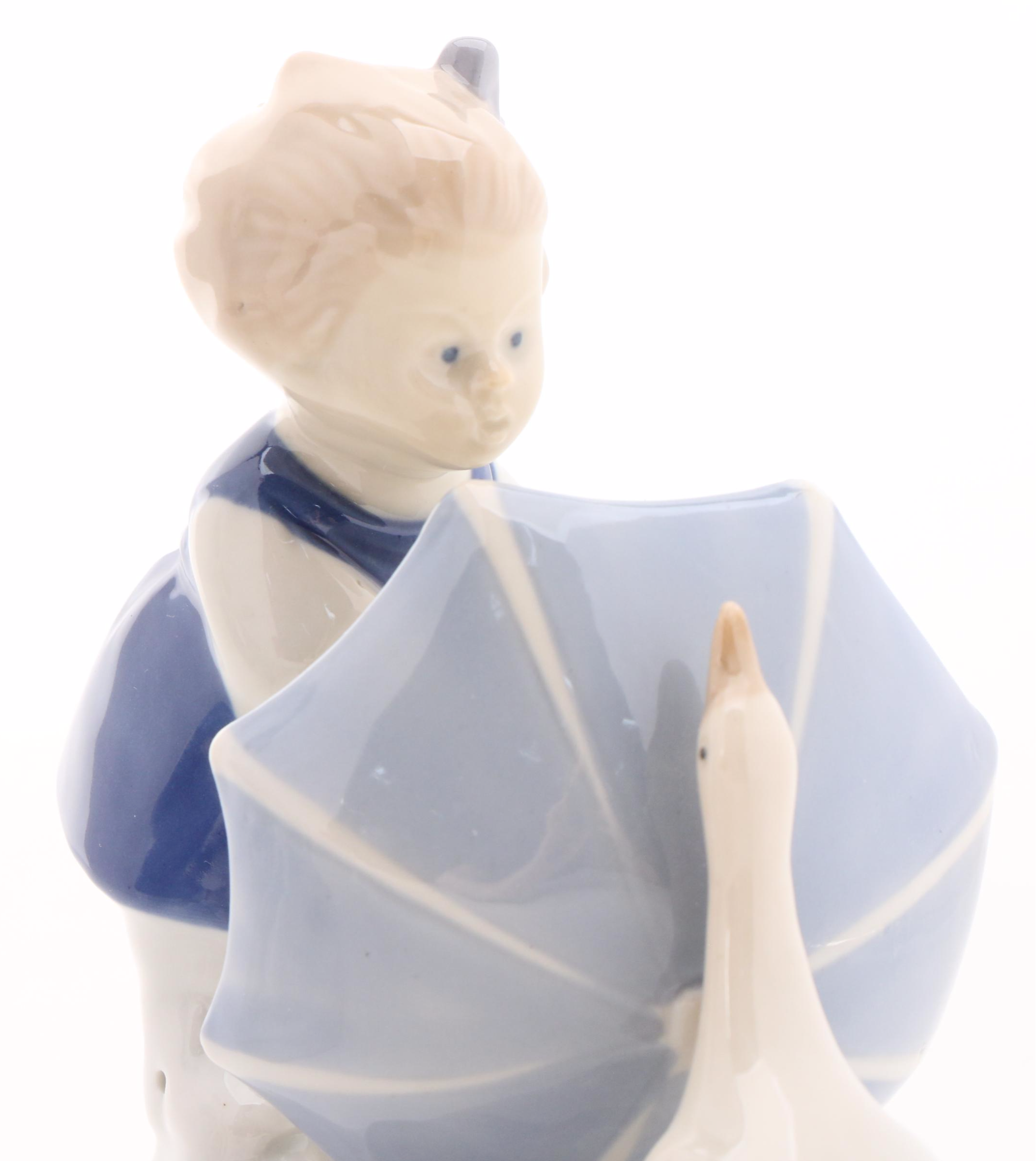 Gerold Porzellan Boy with Flute and Other Girl with Umbrella Porcelain Figurine