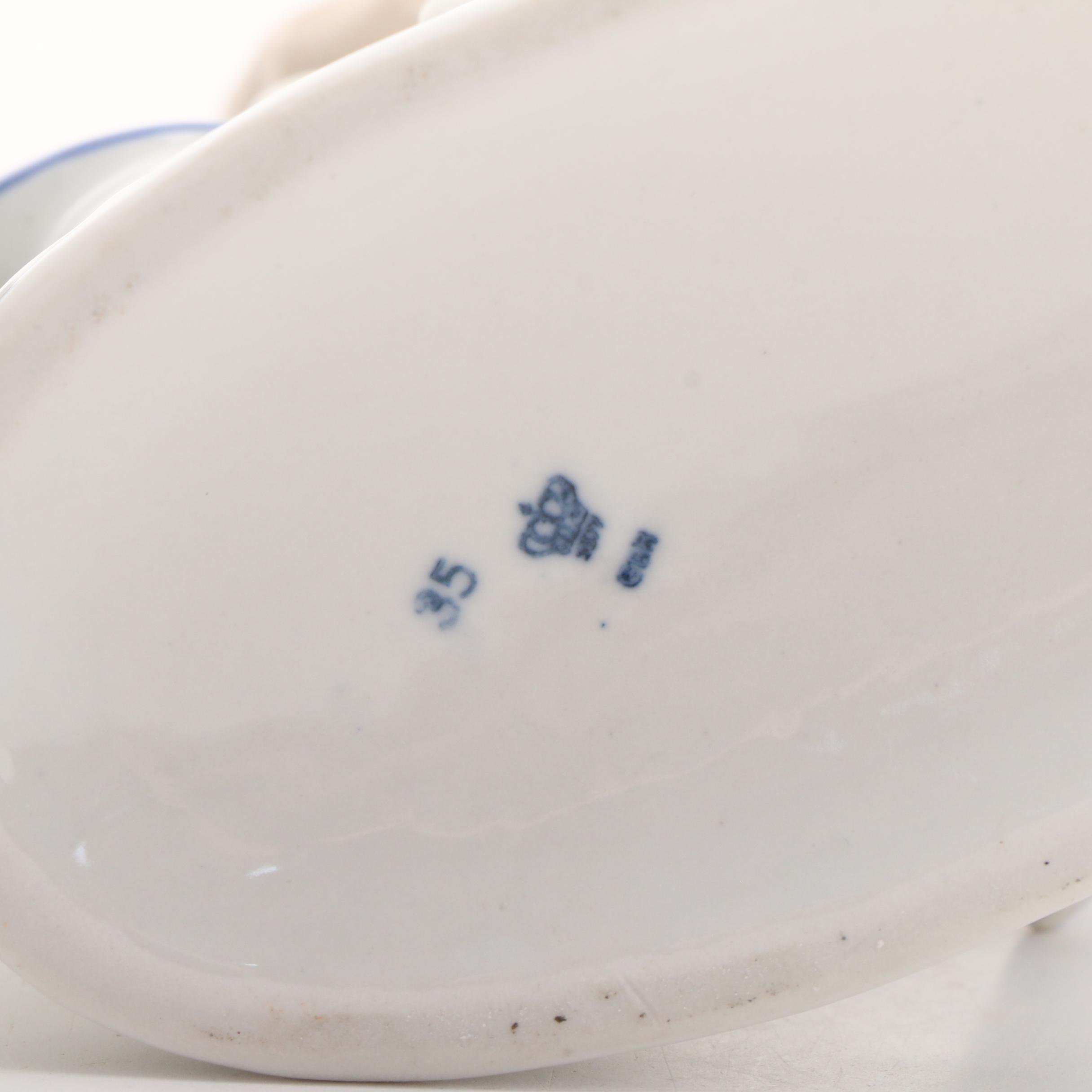 Gerold Porzellan Boy with Flute and Other Girl with Umbrella Porcelain Figurine