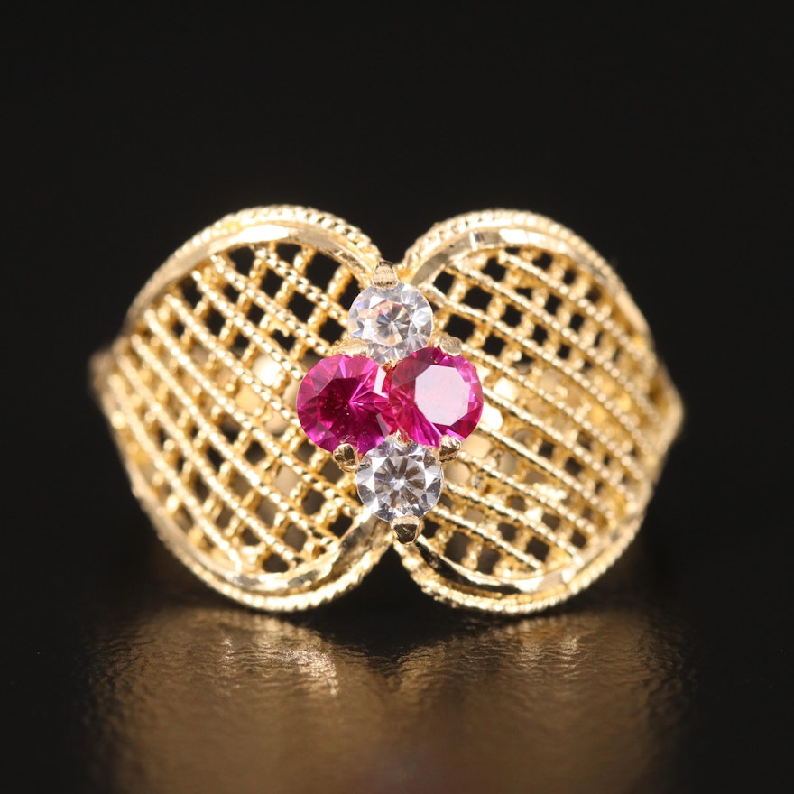 14K Ruby and Cubic Zirconia Ring