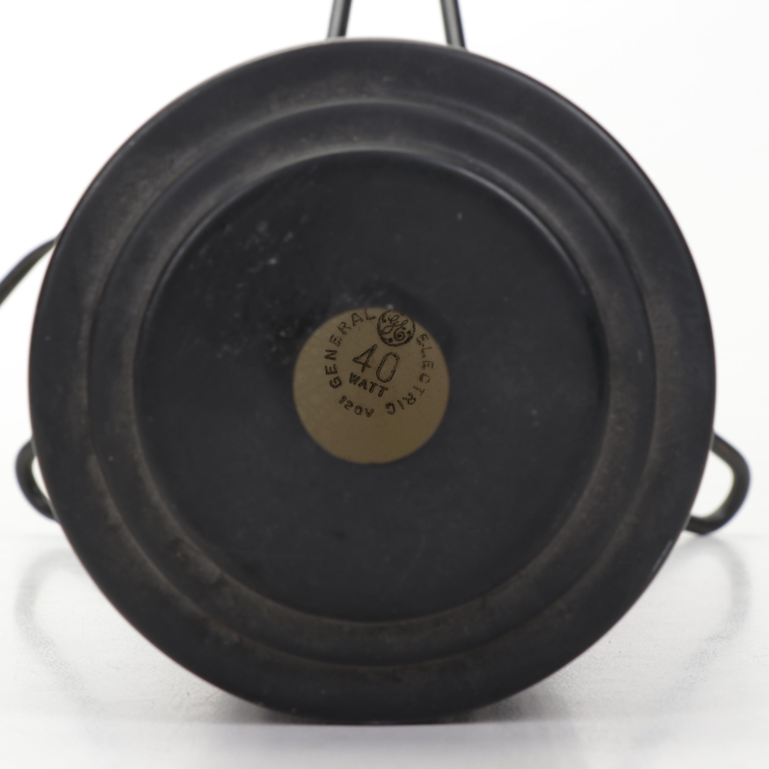 Pierced Metal Cylinder Table Lamp with Paper Insert, Mid-20th Century