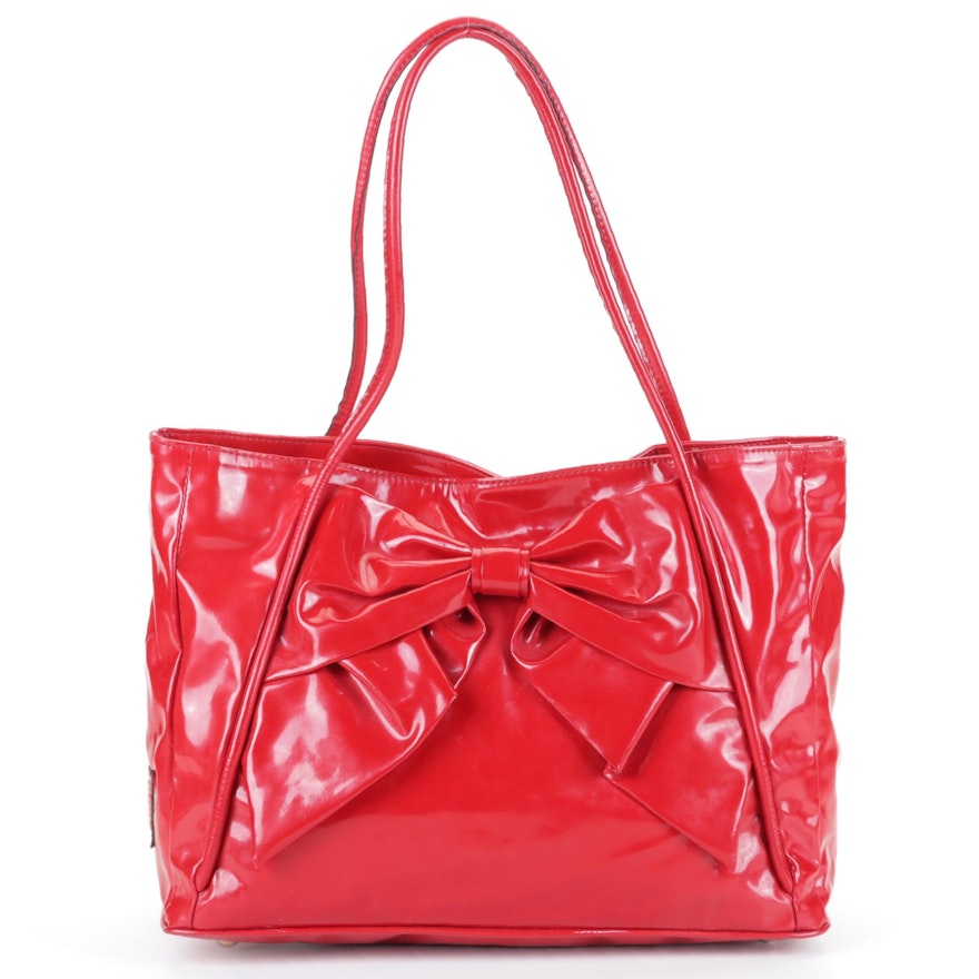 Valentino Garavani Red Patent Leather Shoulder Bag with Bow