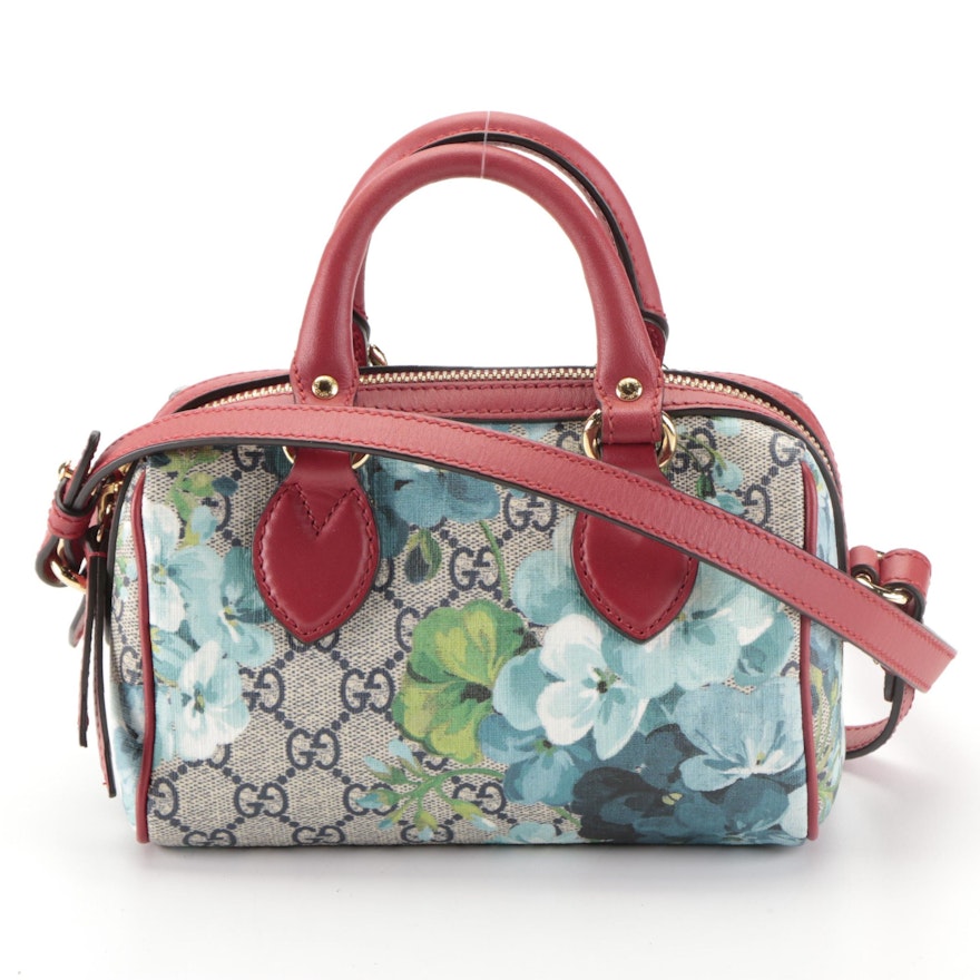 Gucci GG Blooms Canvas and Leather Mini Boston Bag