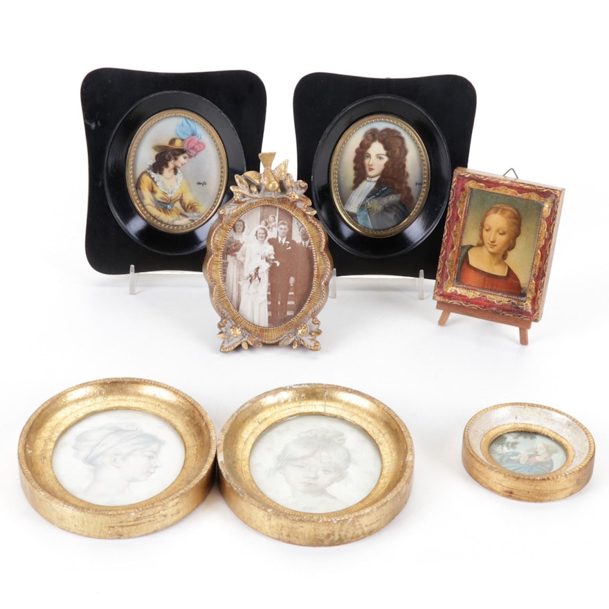 Florence "Head of Madonna" and Other Small Gilt Framed Portaits