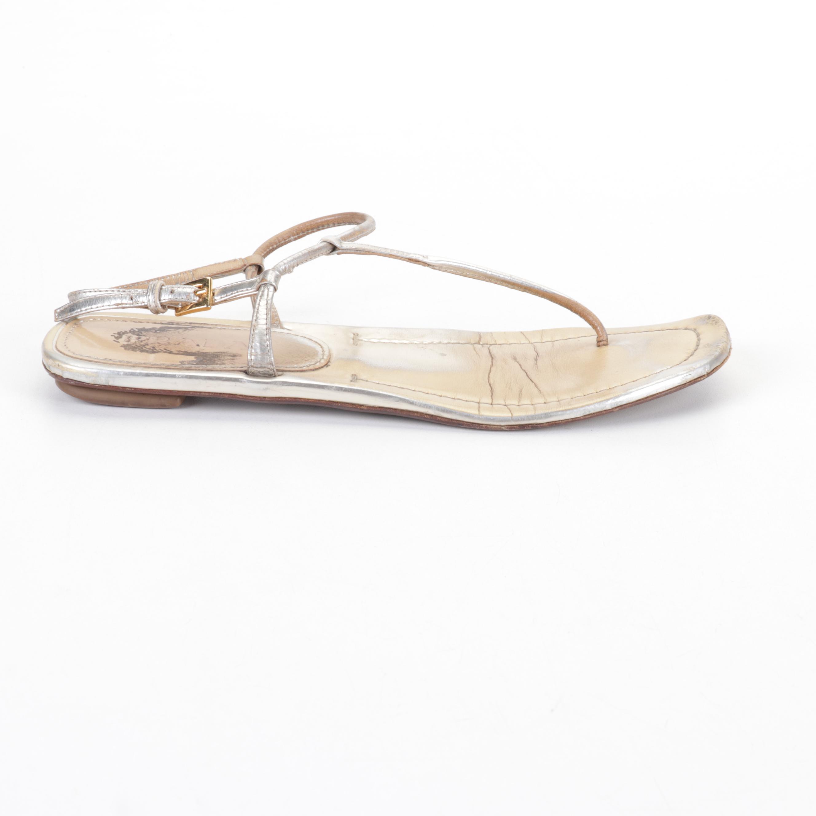 Prada and Giuseppe Zanotti Metallic Leather Sandals with Lambertson Truex Bag
