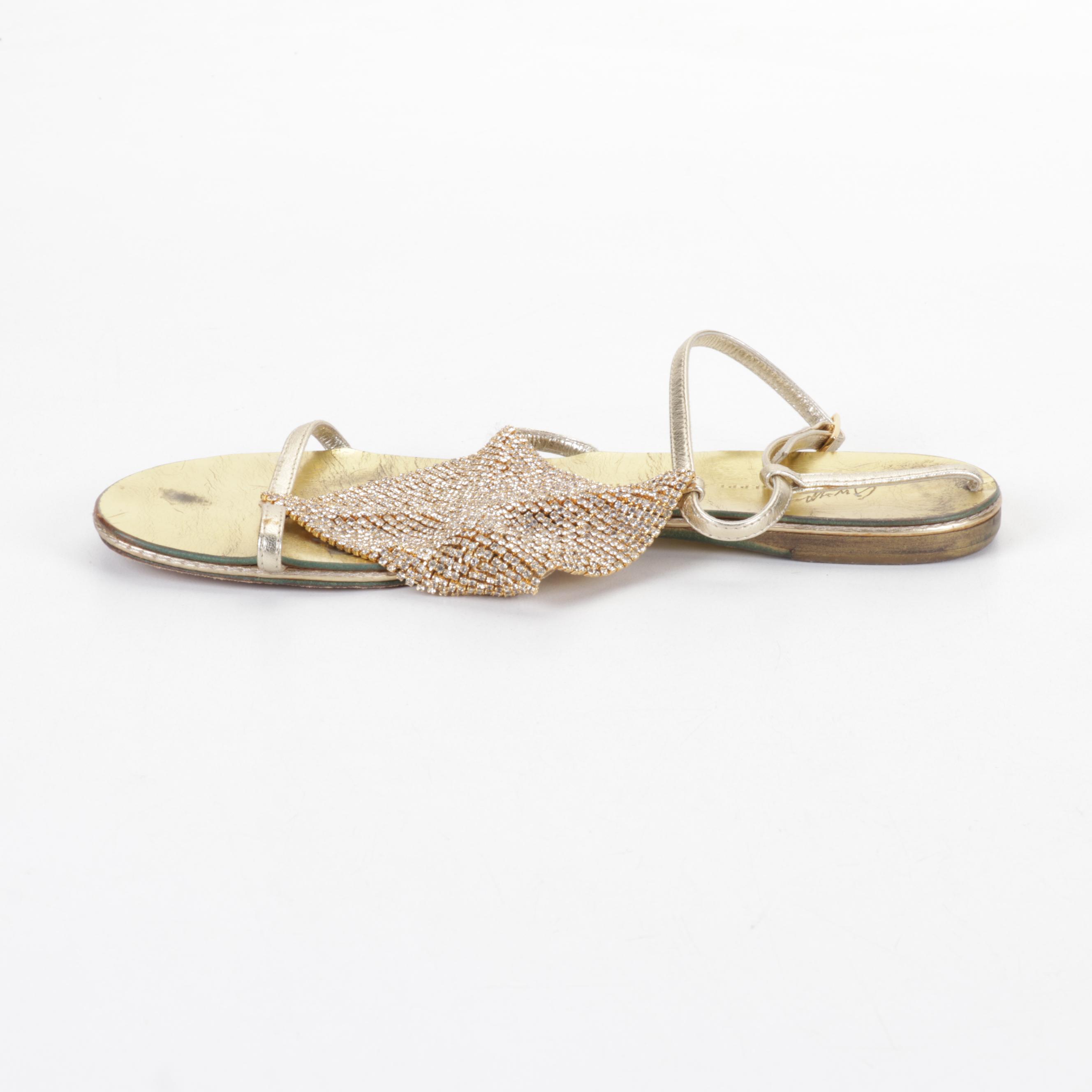 Prada and Giuseppe Zanotti Metallic Leather Sandals with Lambertson Truex Bag