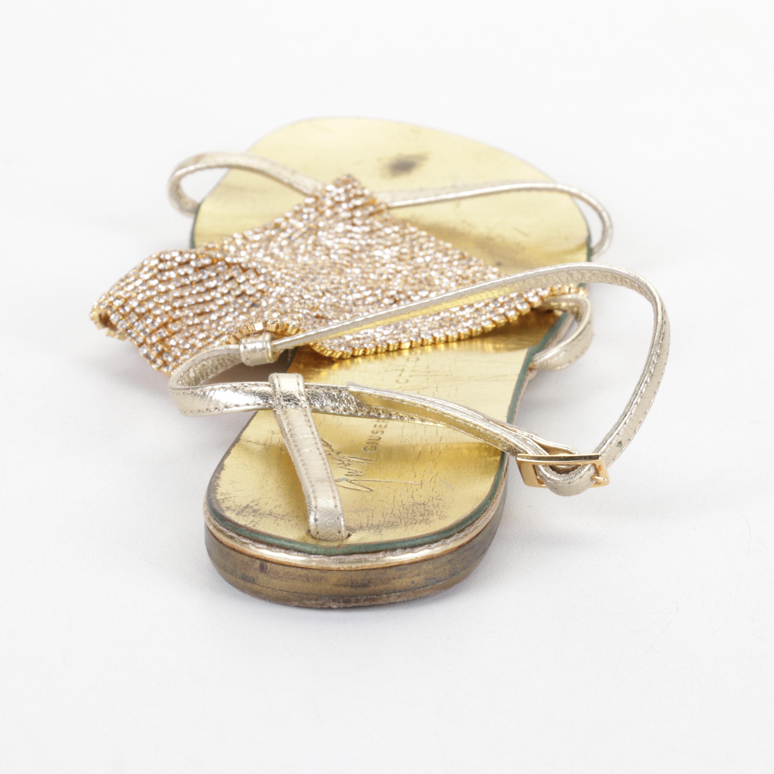 Prada and Giuseppe Zanotti Metallic Leather Sandals with Lambertson Truex Bag