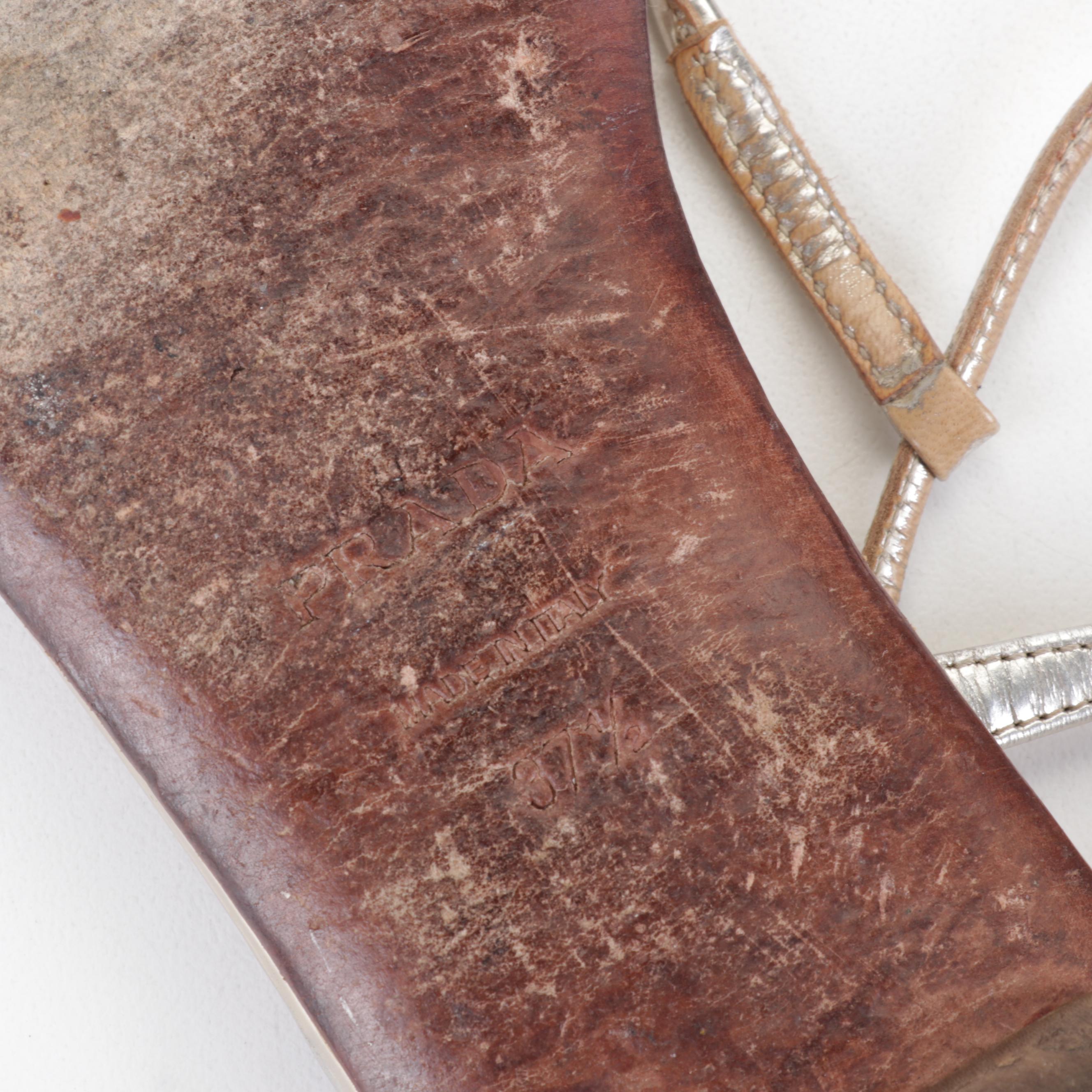 Prada and Giuseppe Zanotti Metallic Leather Sandals with Lambertson Truex Bag