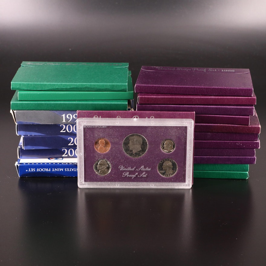 Collection of Twenty U.S. Proof Sets Complete From 1984 - 2003