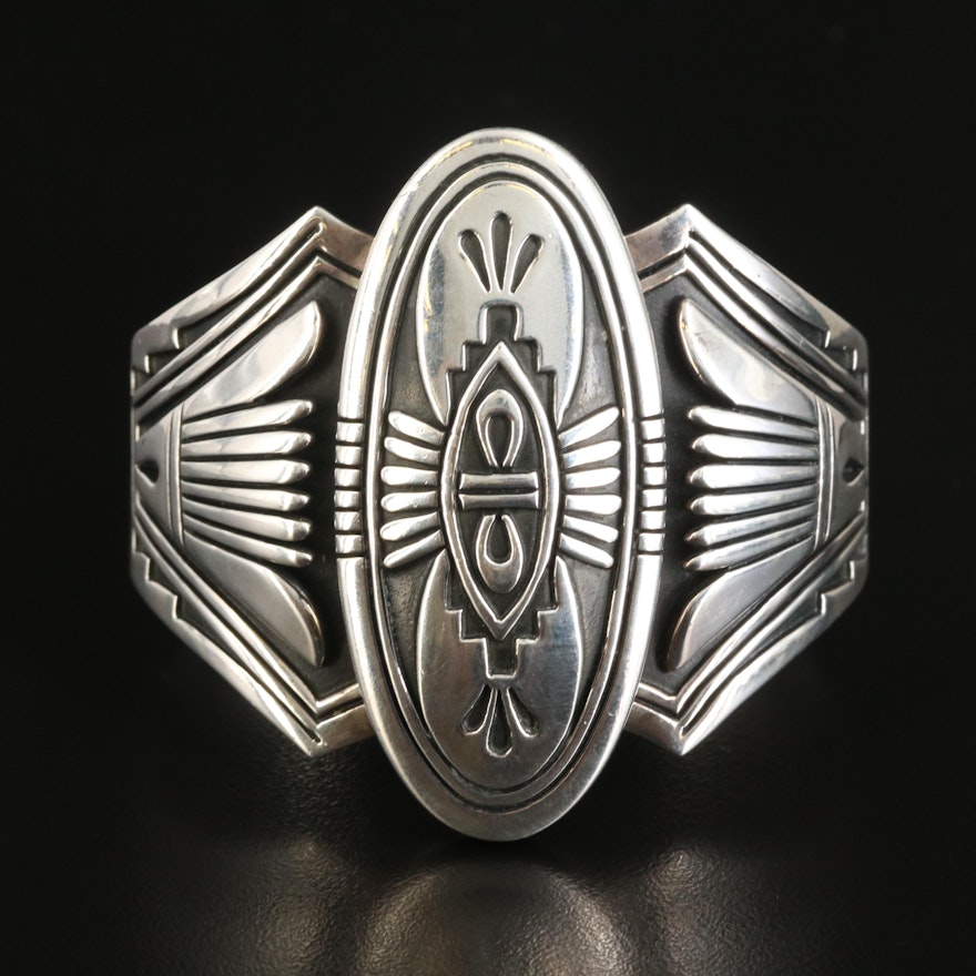 Steven Joe Begay Navajo Diné Sterling Overlay Cuff