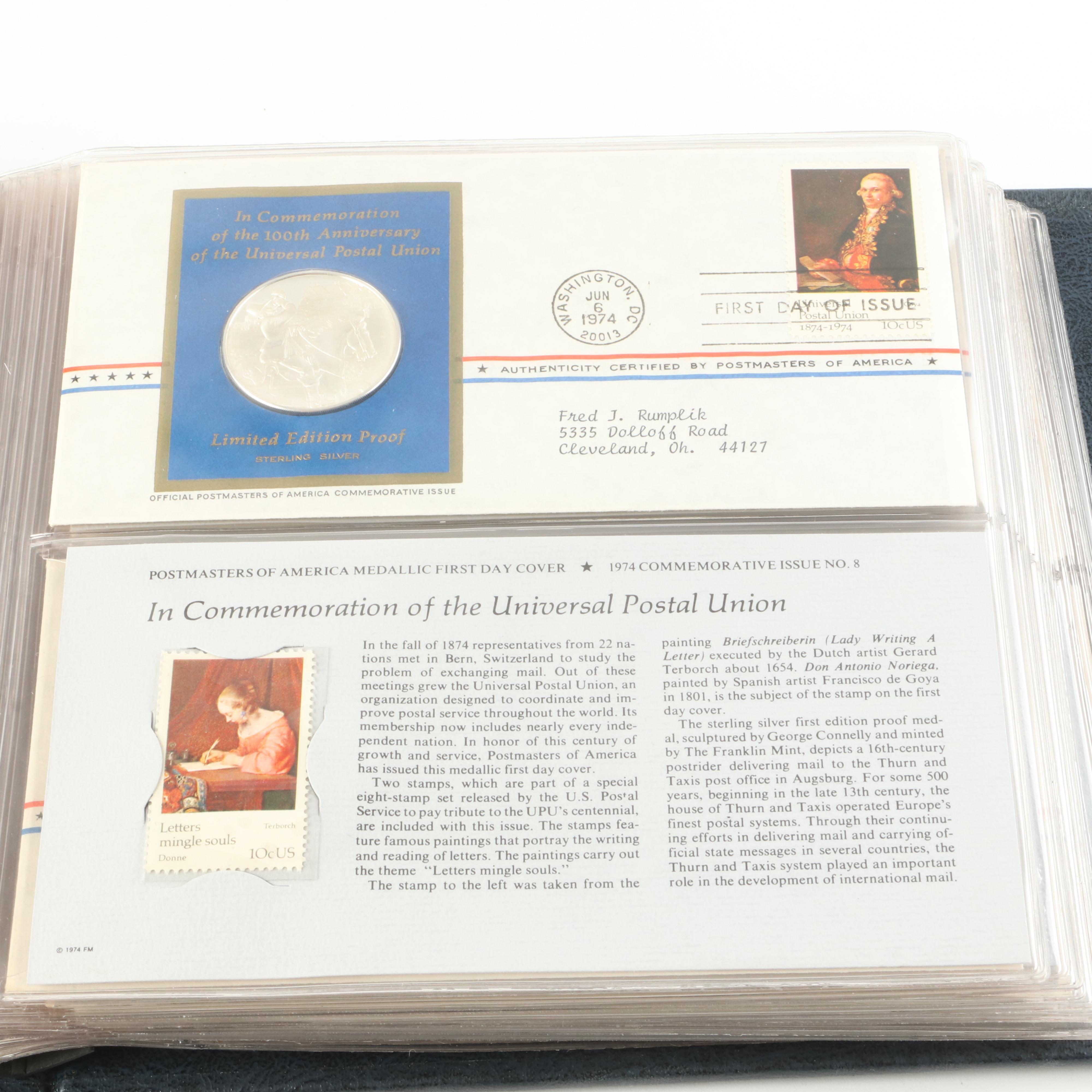 Two Postmasters of America Collection of Medallic First Day Cover Albums