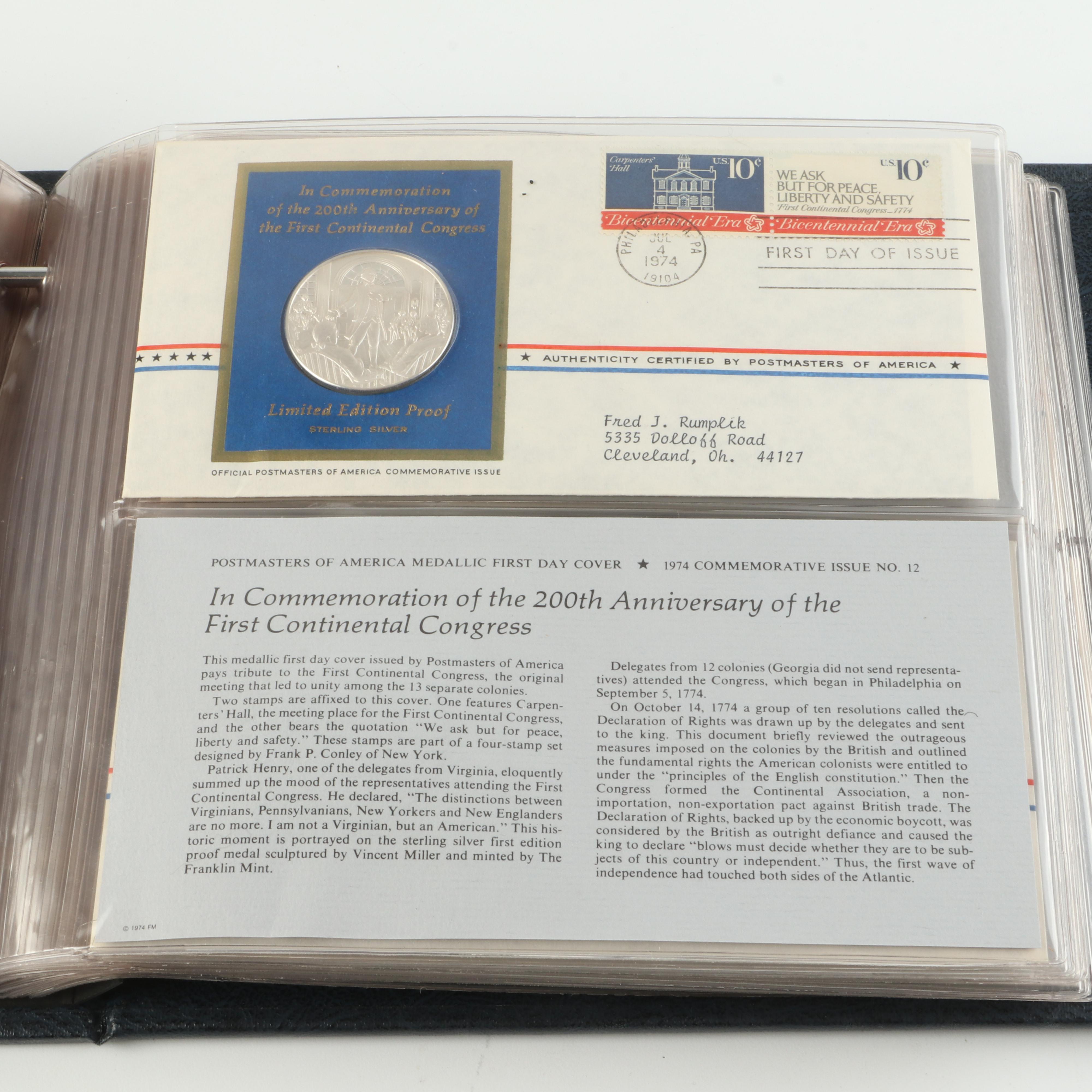 Two Postmasters of America Collection of Medallic First Day Cover Albums