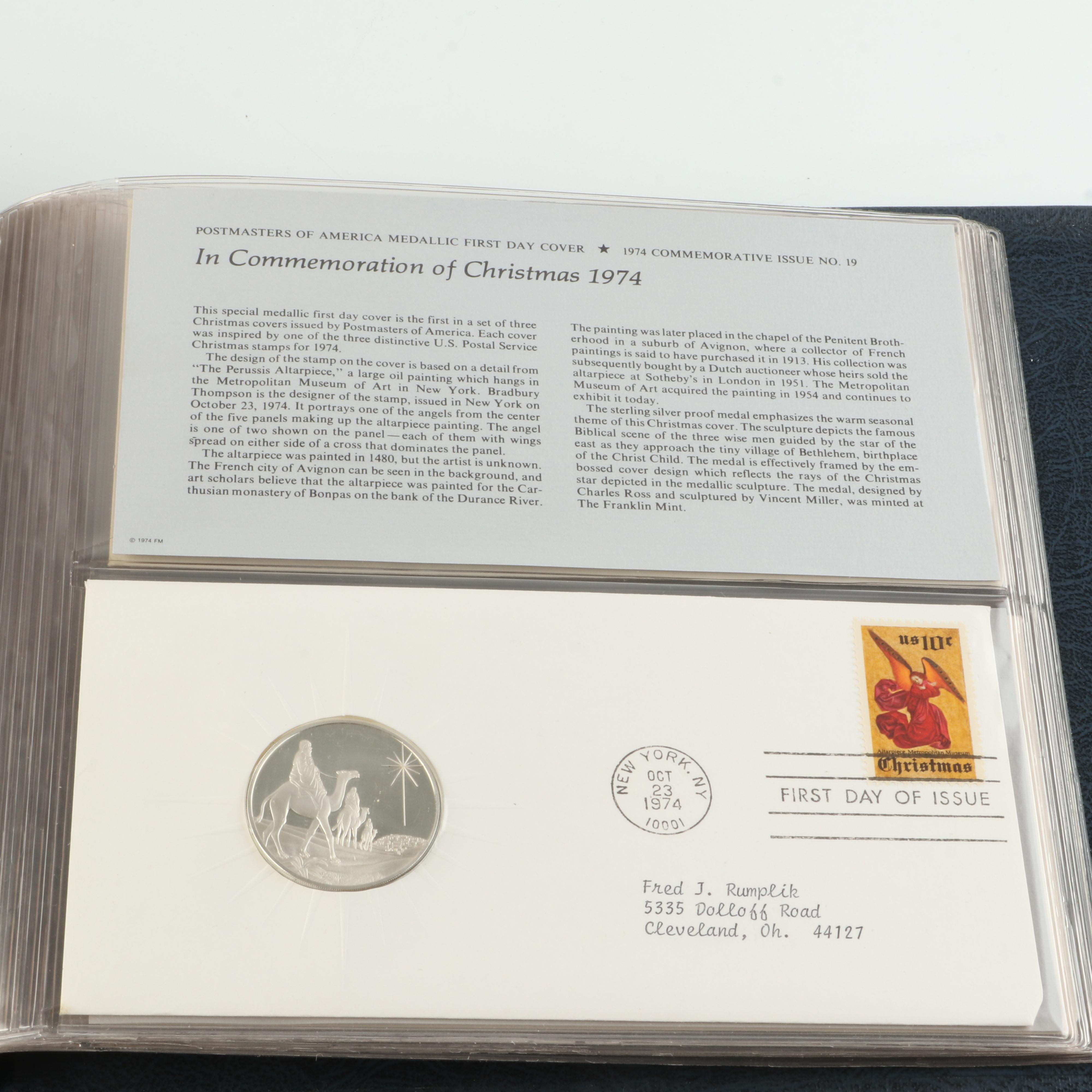 Two Postmasters of America Collection of Medallic First Day Cover Albums