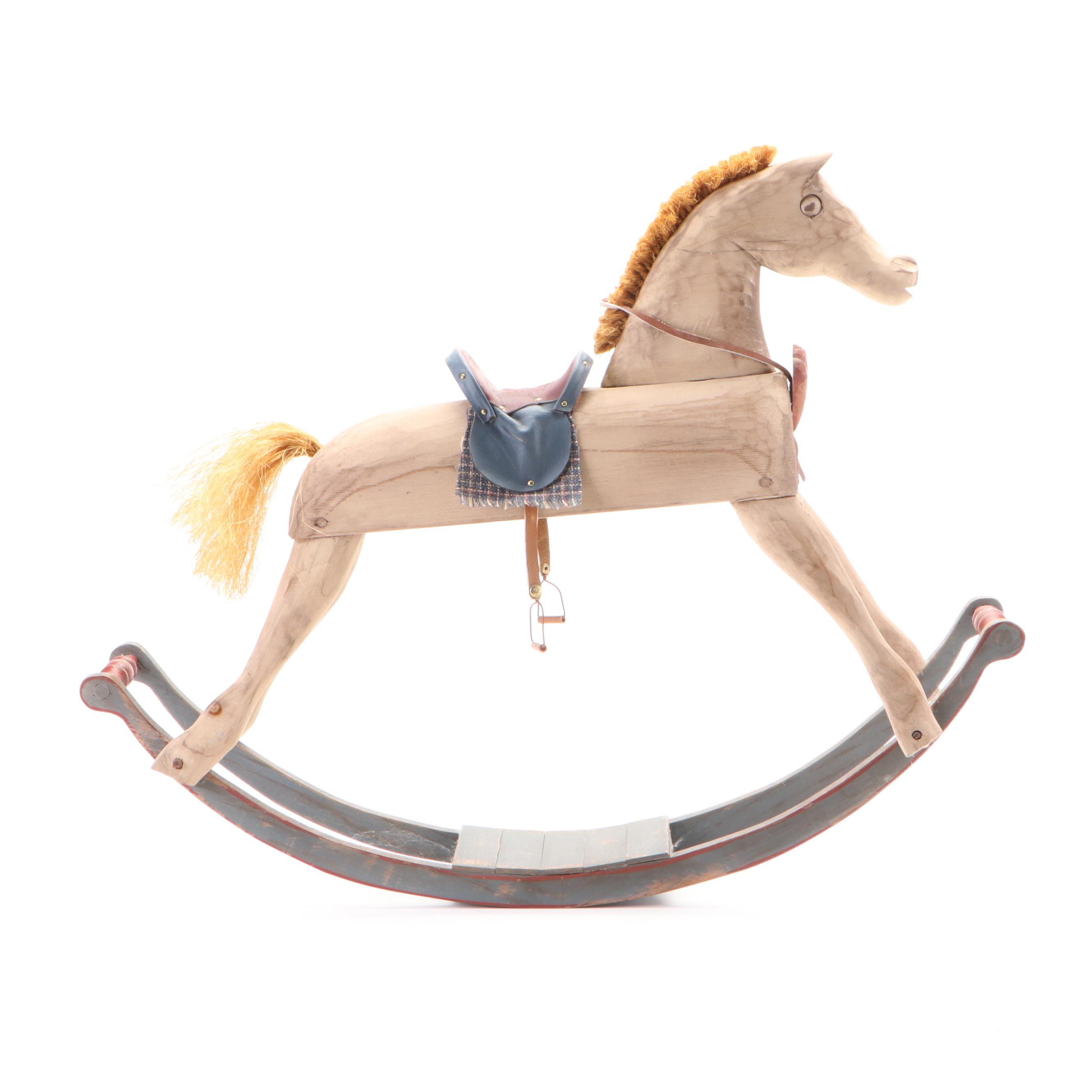 Folk Art Style Handcrafted Rocking Horse, 1990