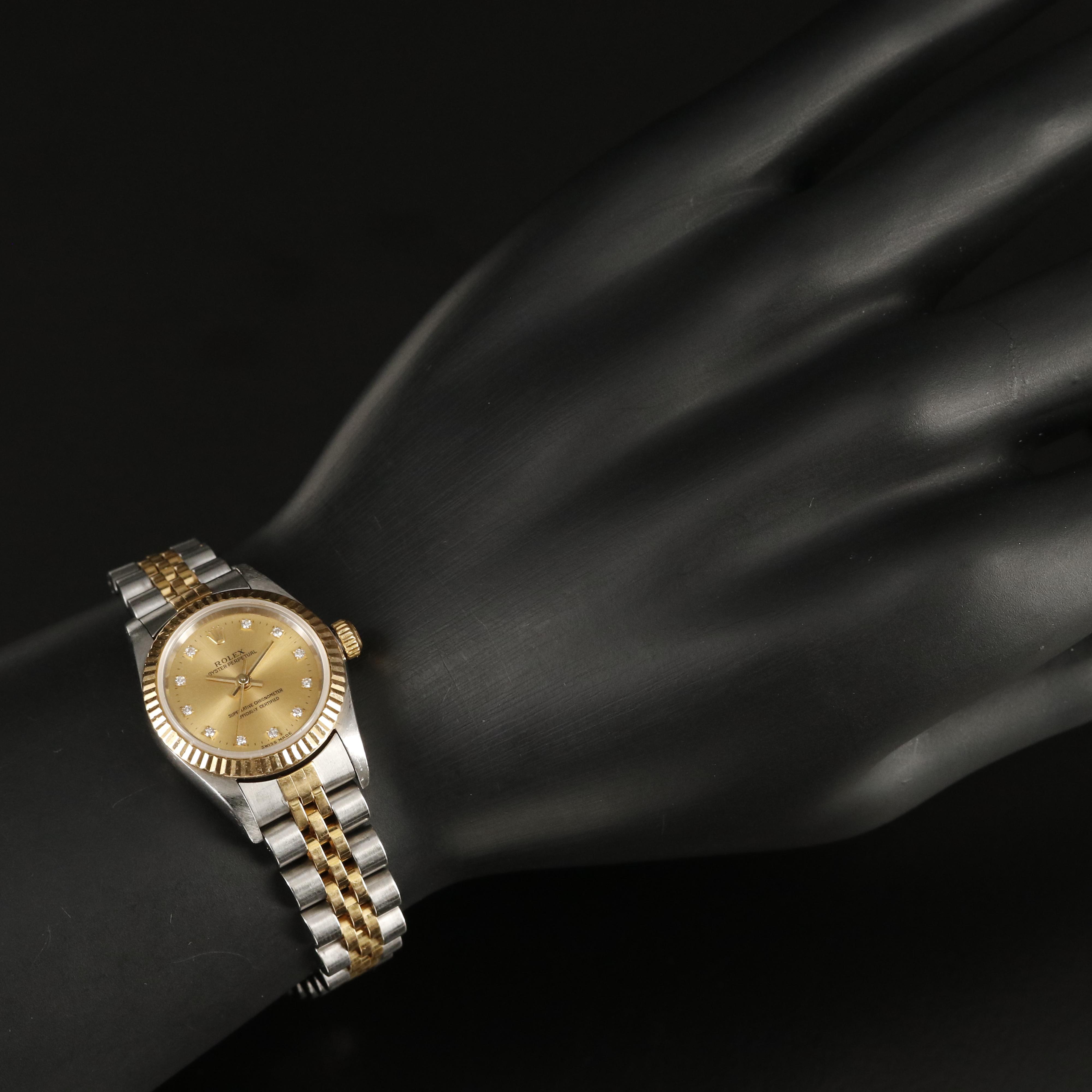 2002 - 2004 Rolex Factory Diamond Dial Oyster Perpetual Watch