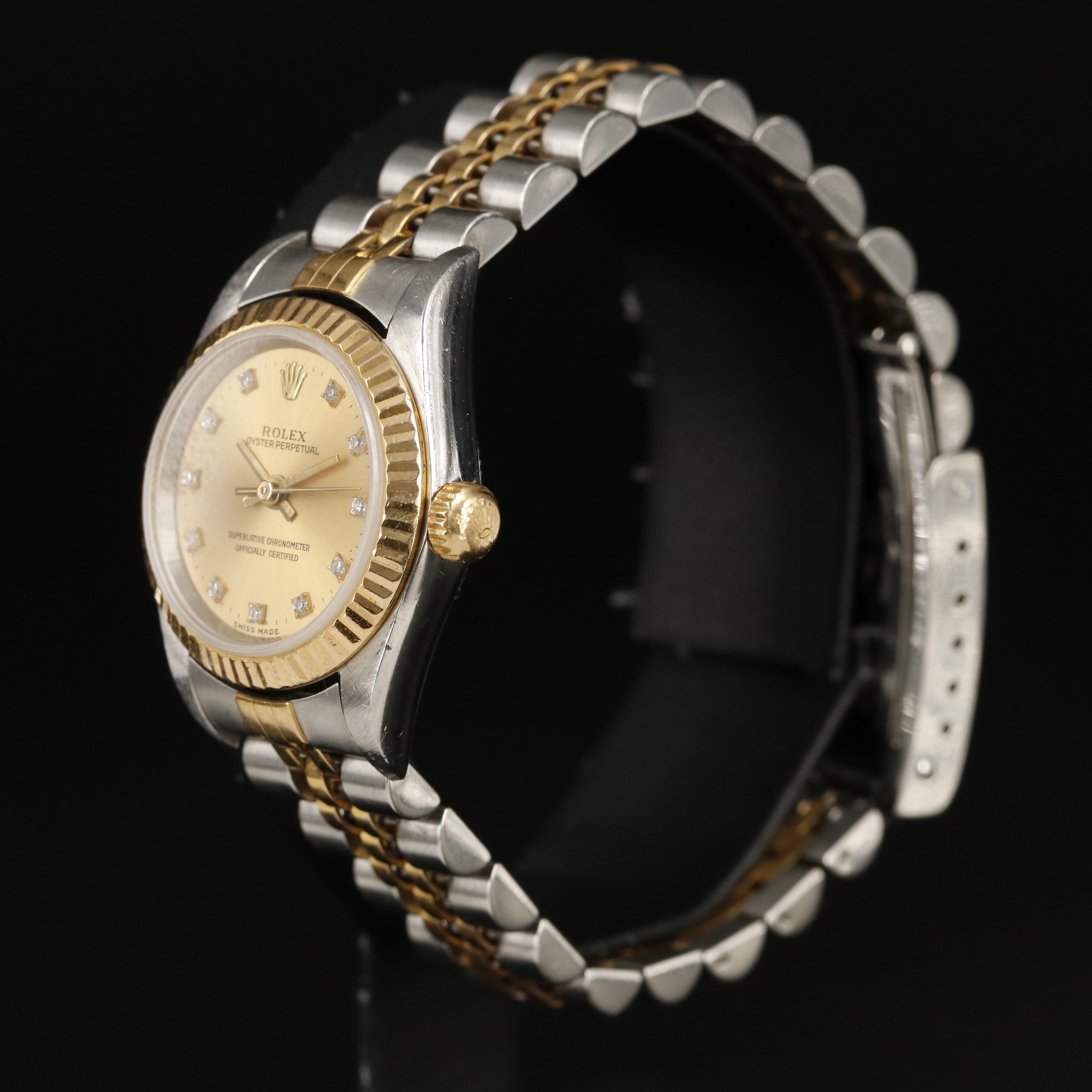 2002 - 2004 Rolex Factory Diamond Dial Oyster Perpetual Watch
