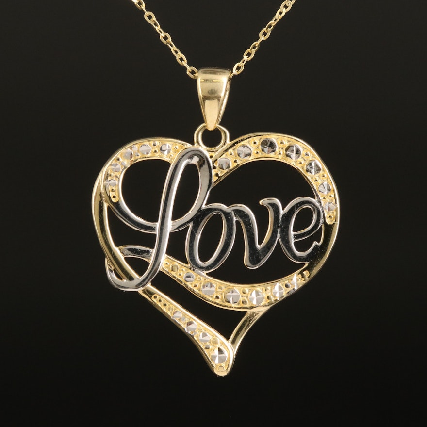 10K Mom Heart Pendant Necklace