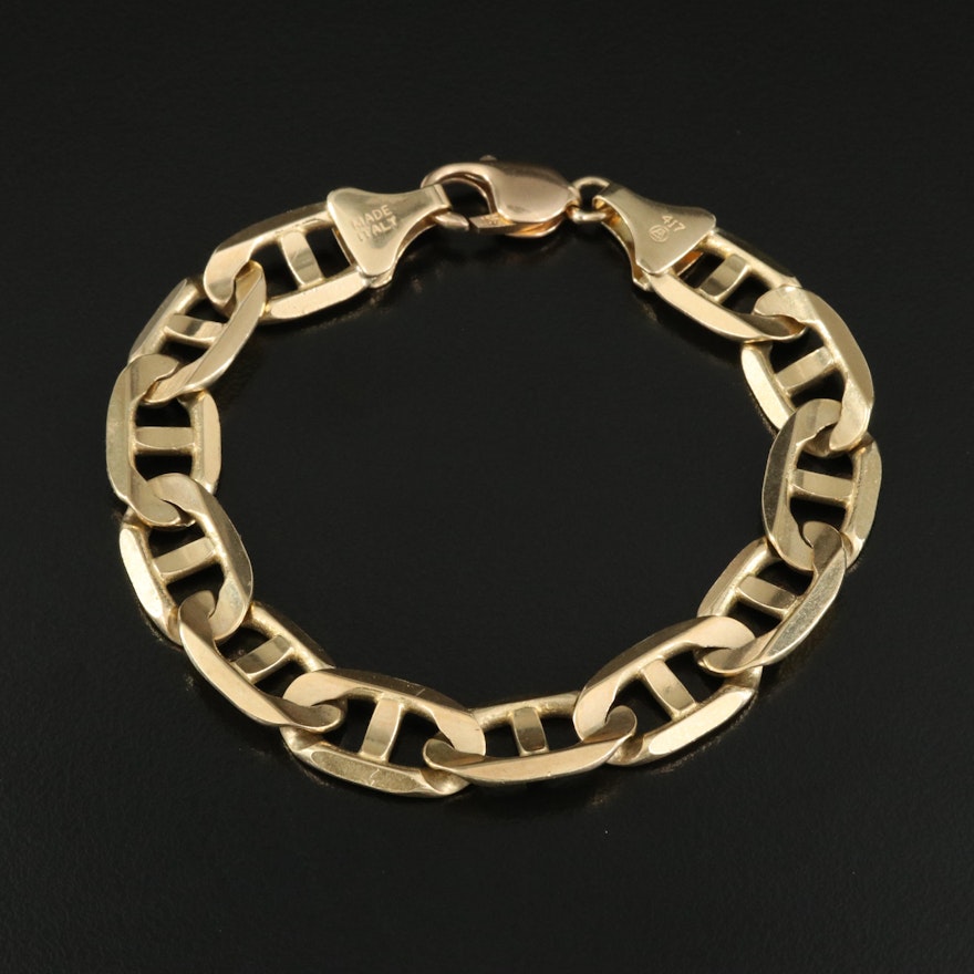 Italian 10K Mariner Chain Bracelet