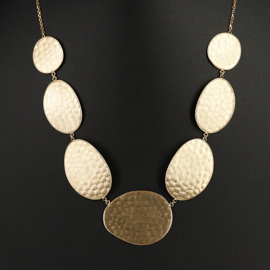 14K Hammered Graduated Disc Necklace