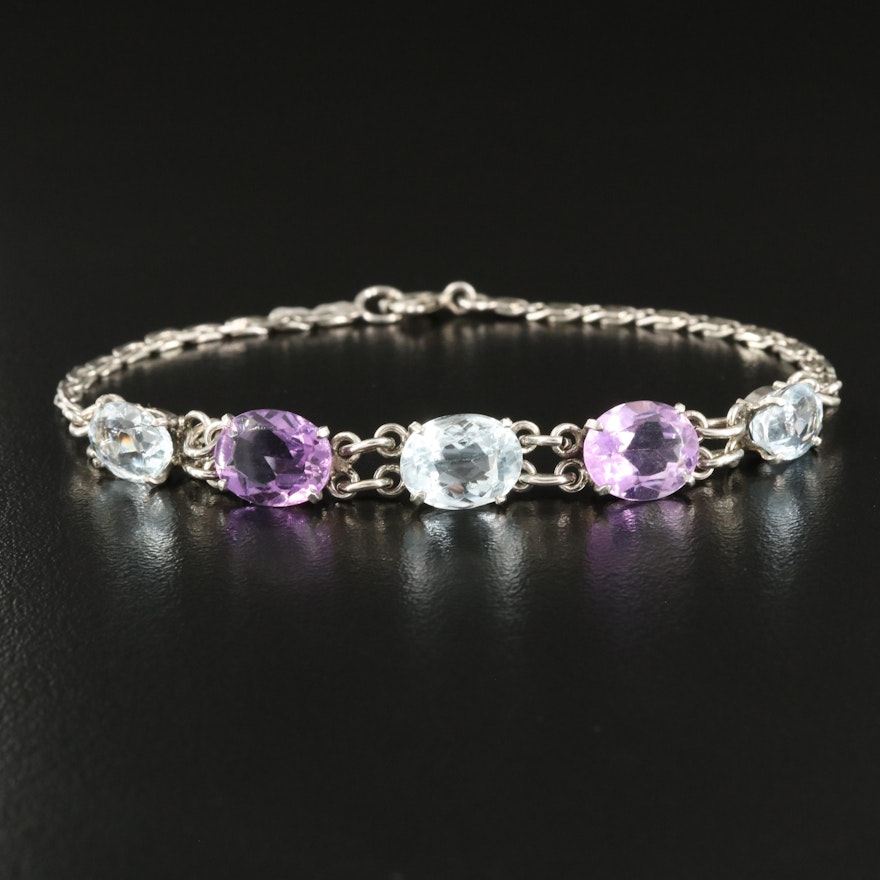 Sterling Amethyst and Topaz Bracelet