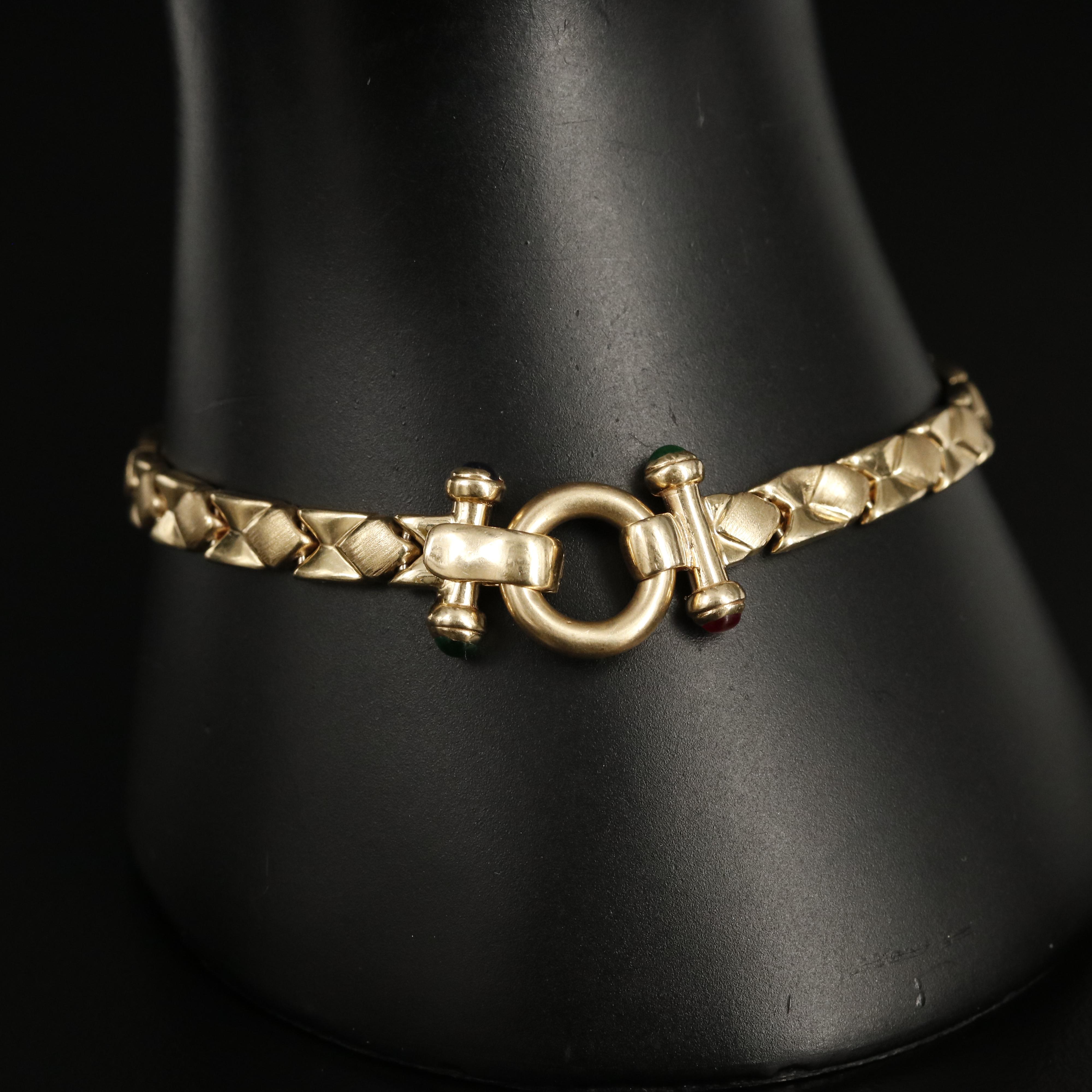 Italian 14K Ruby, Spinel, Sapphire and Emerald Bracelet